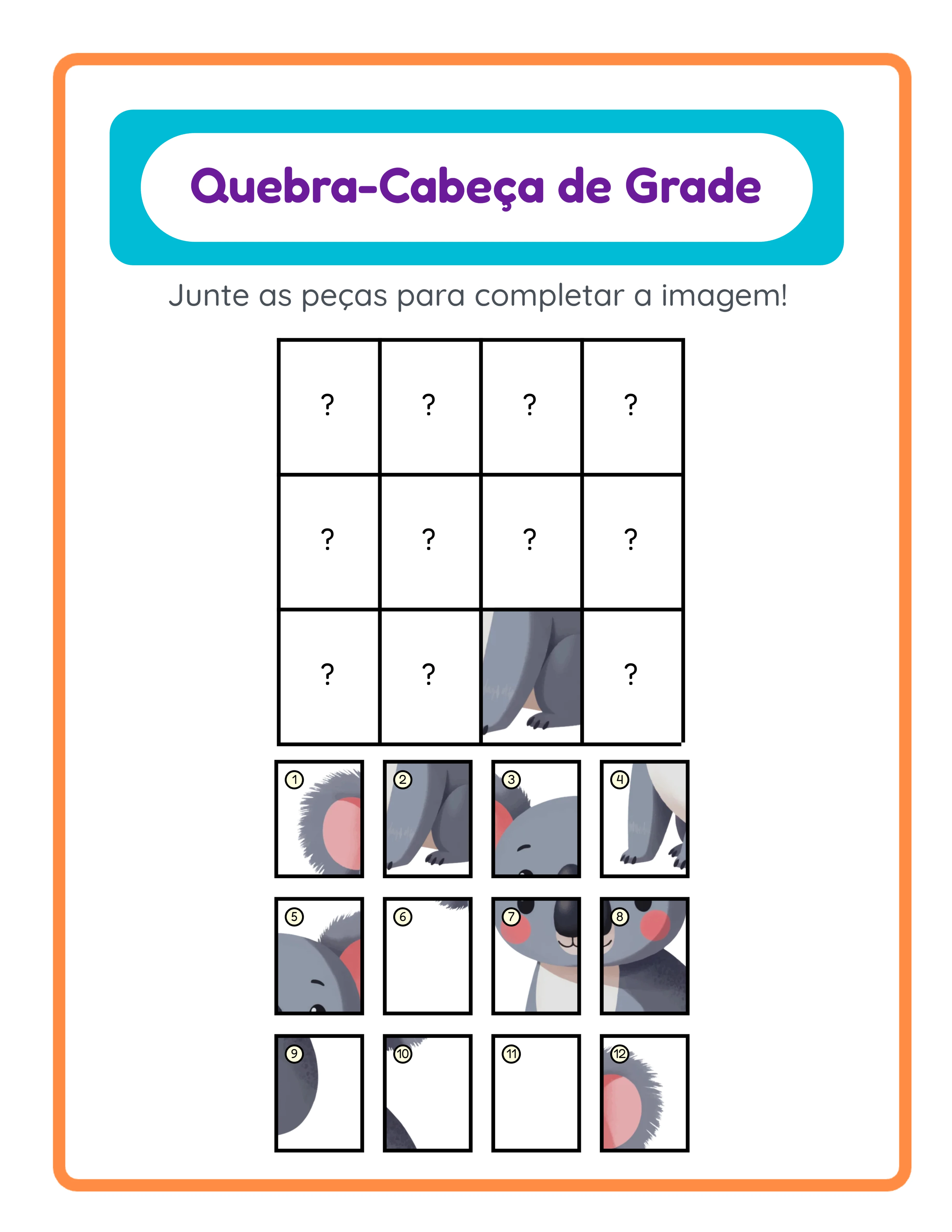 Puzzle de grelha — Folha de trabalho profissional