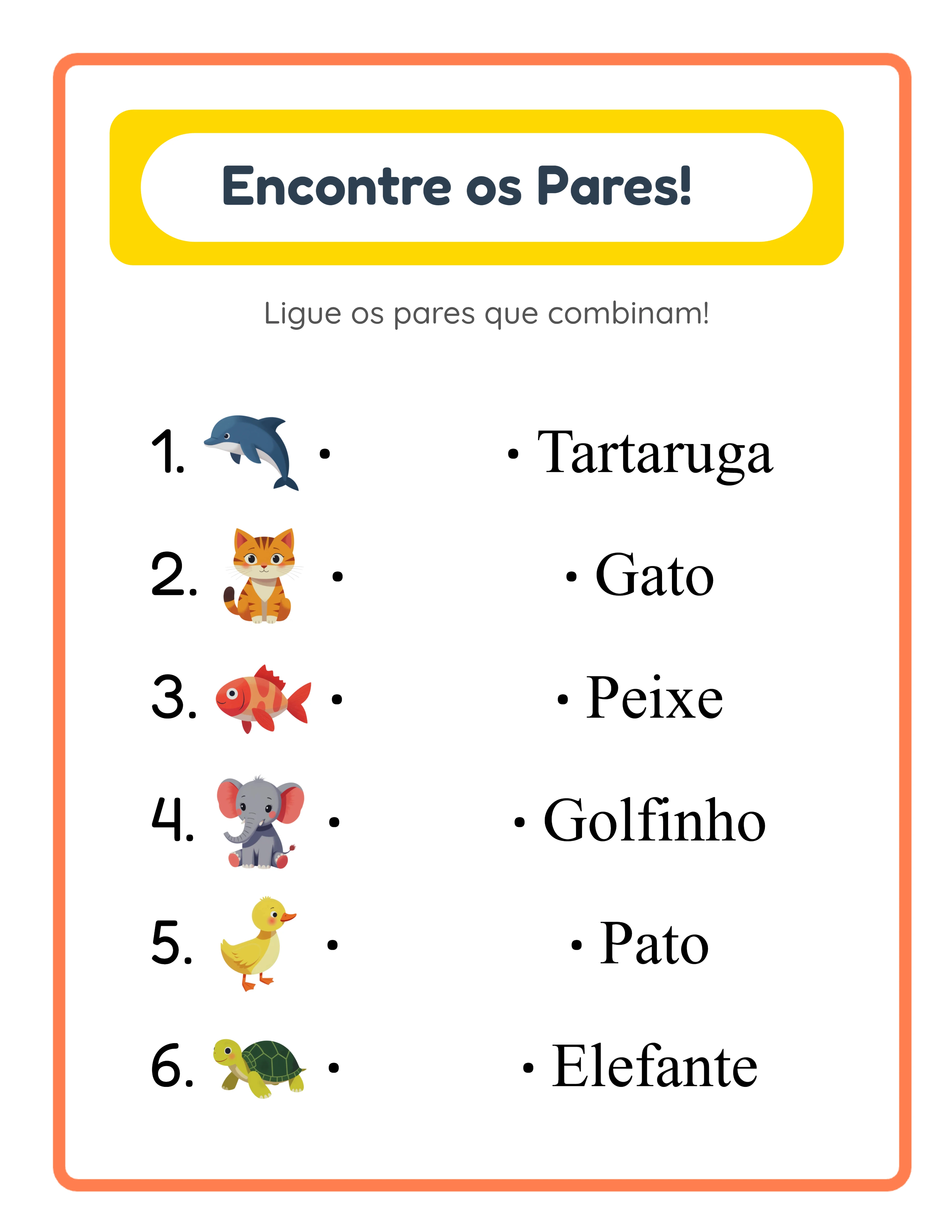 Exercícios de associação de imagens — Folha de trabalho exemplo 2