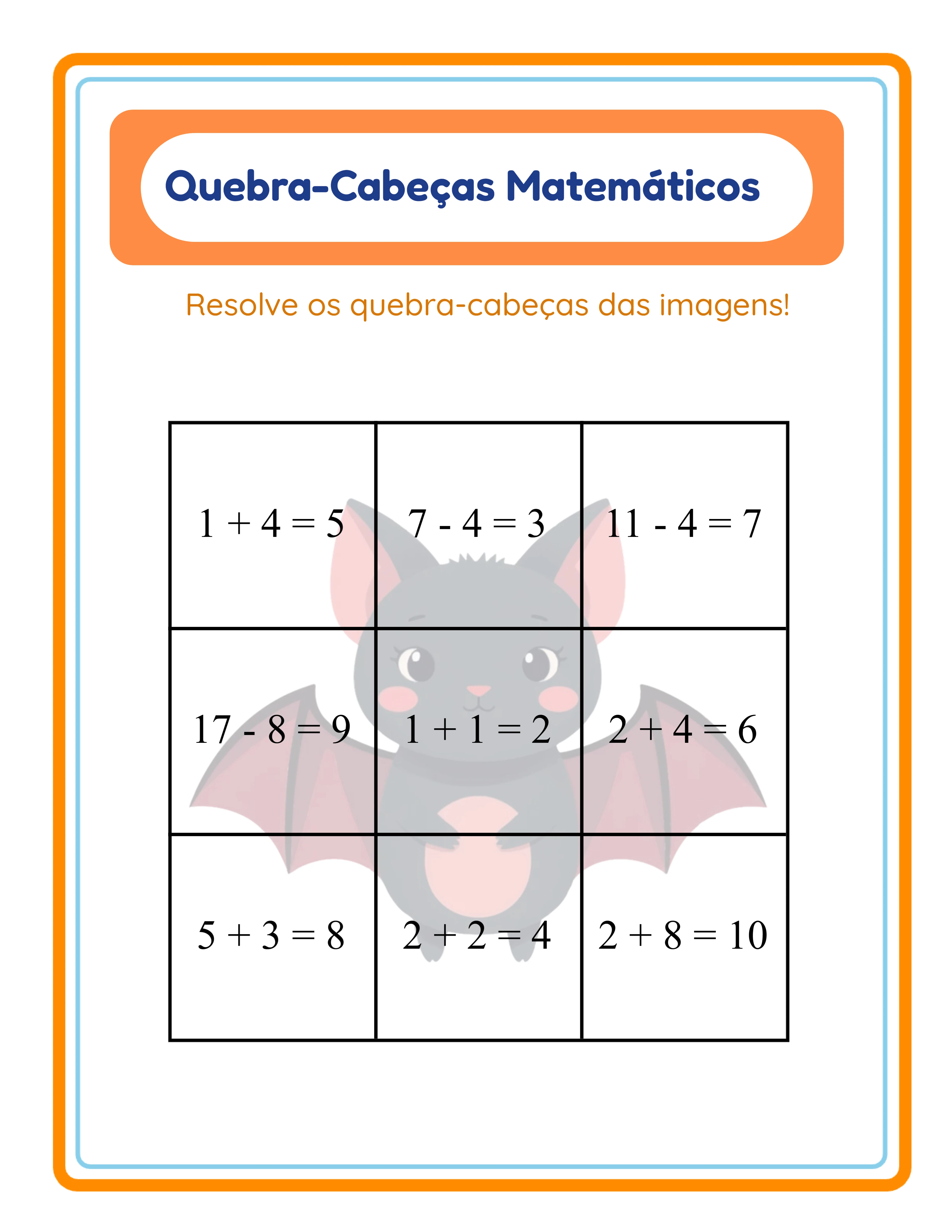 Gabarito do puzzle matemático