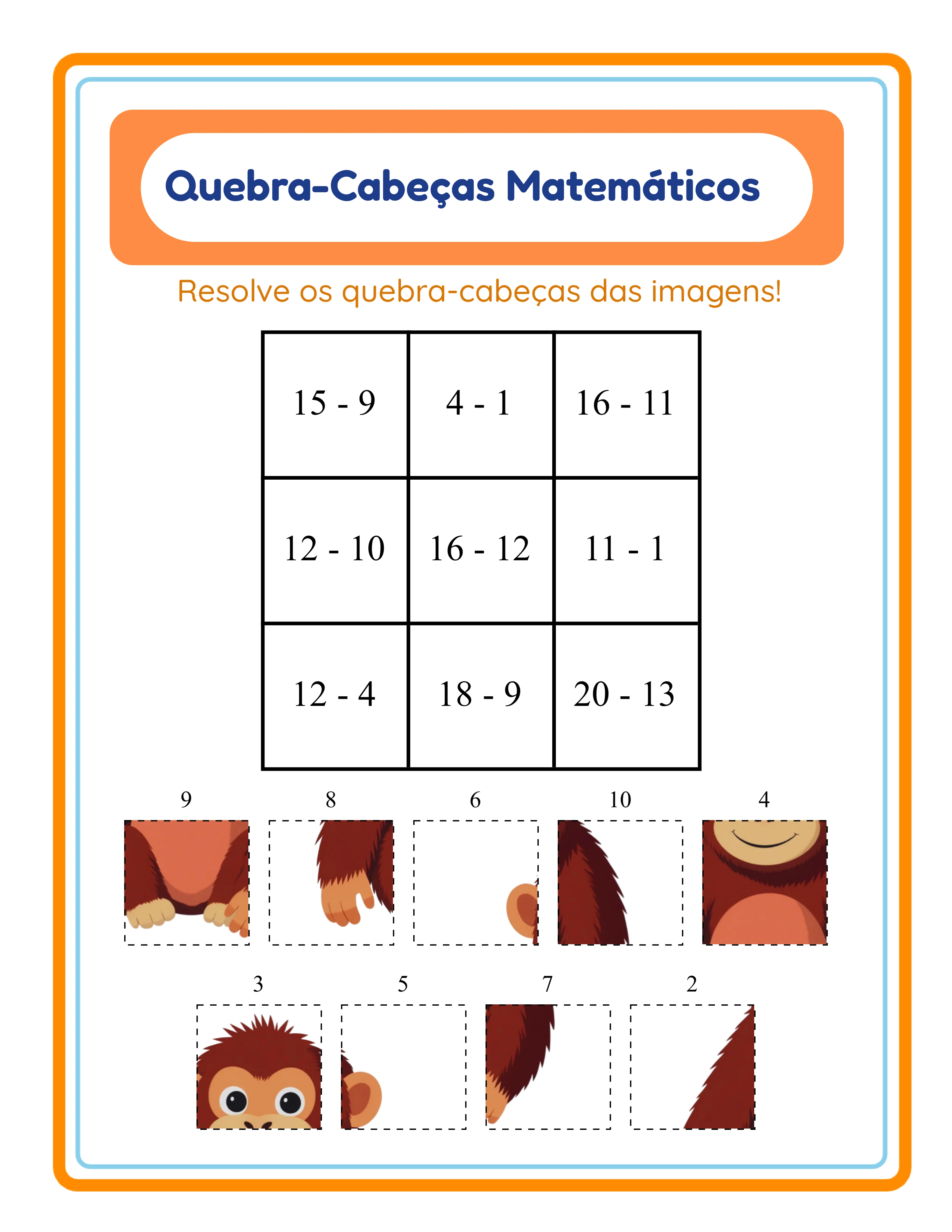 Ficha puzzle matemático — puzzle de grade avançado