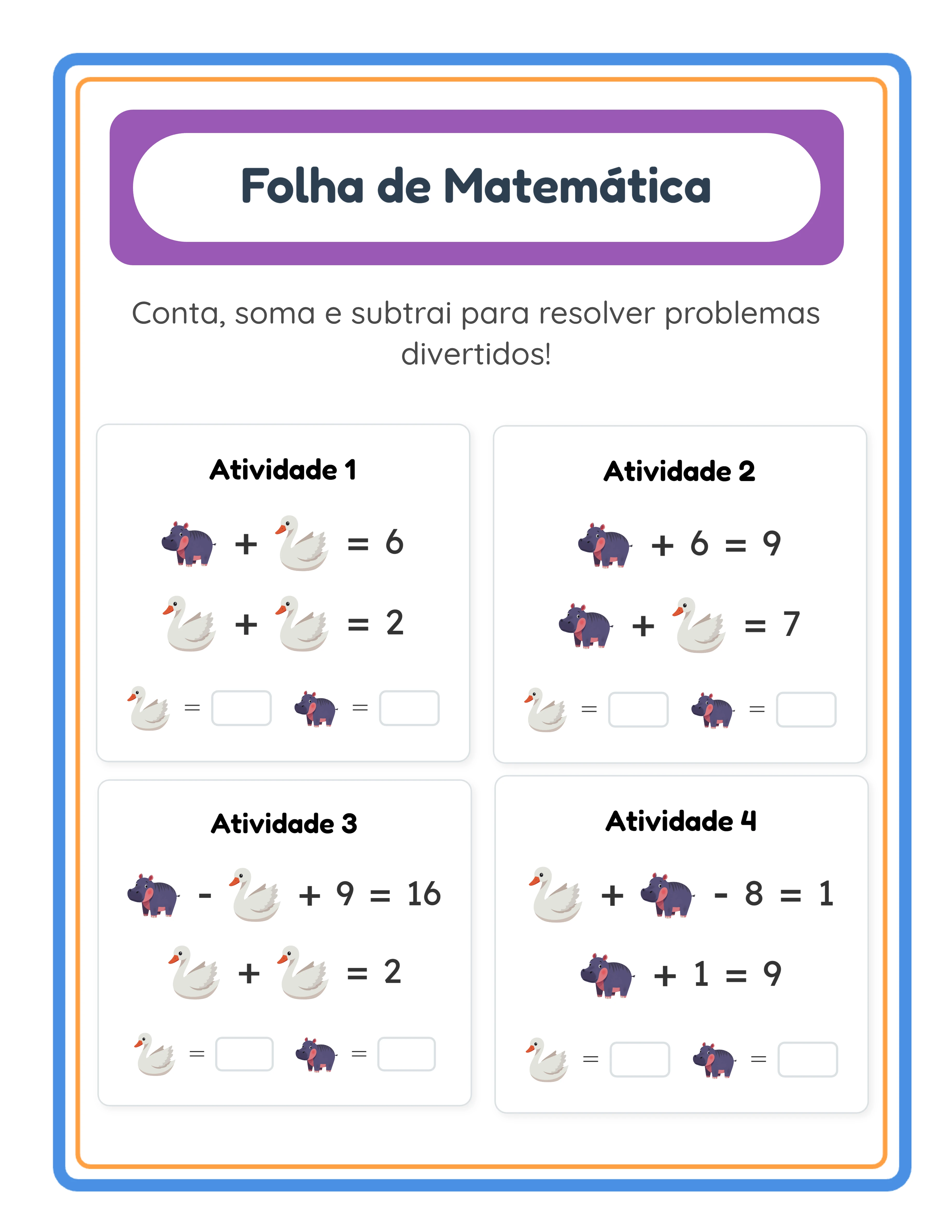 Equações visuais com imagens — Folha de trabalho exemplo 2