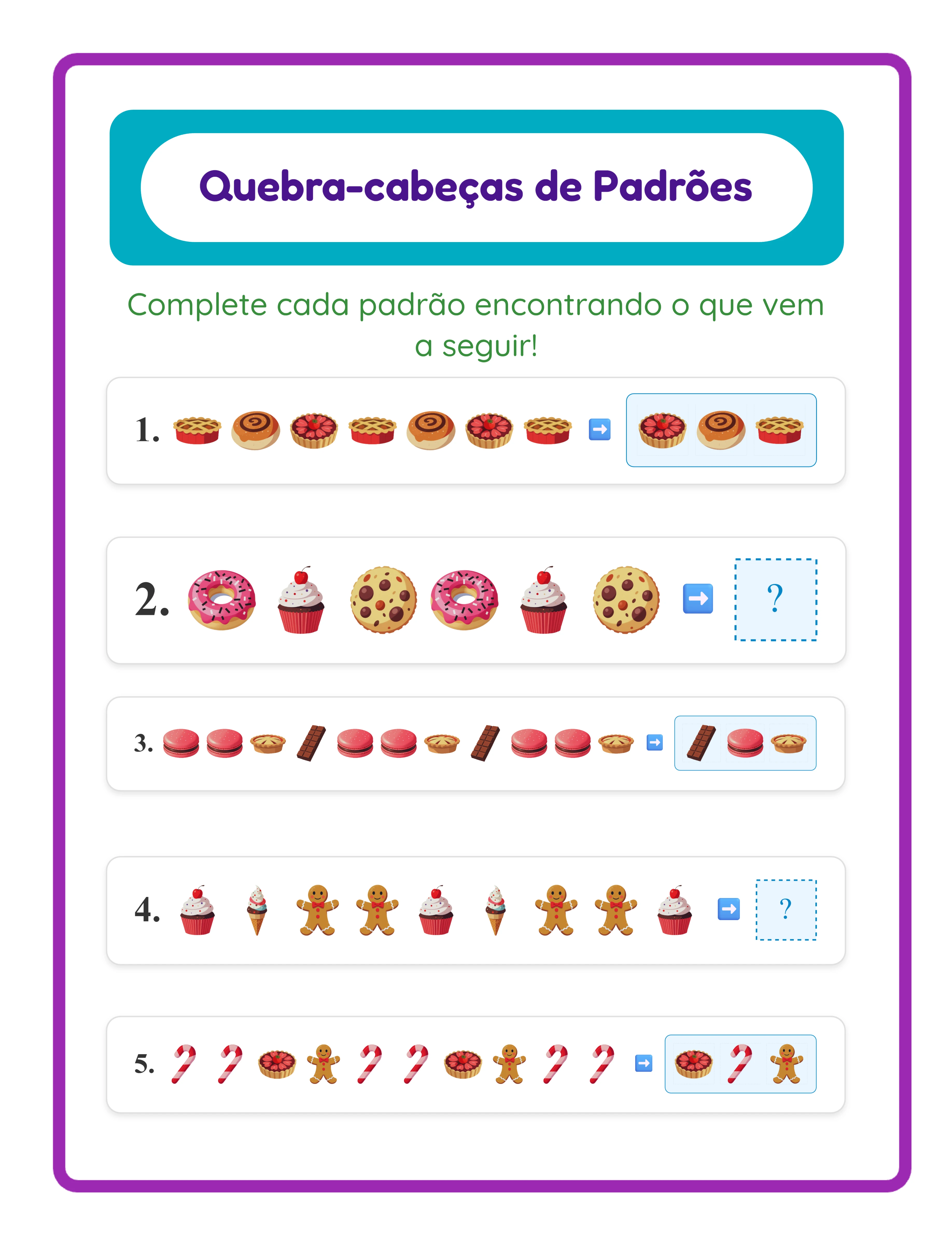 Ficha de padrões — sequências avançadas