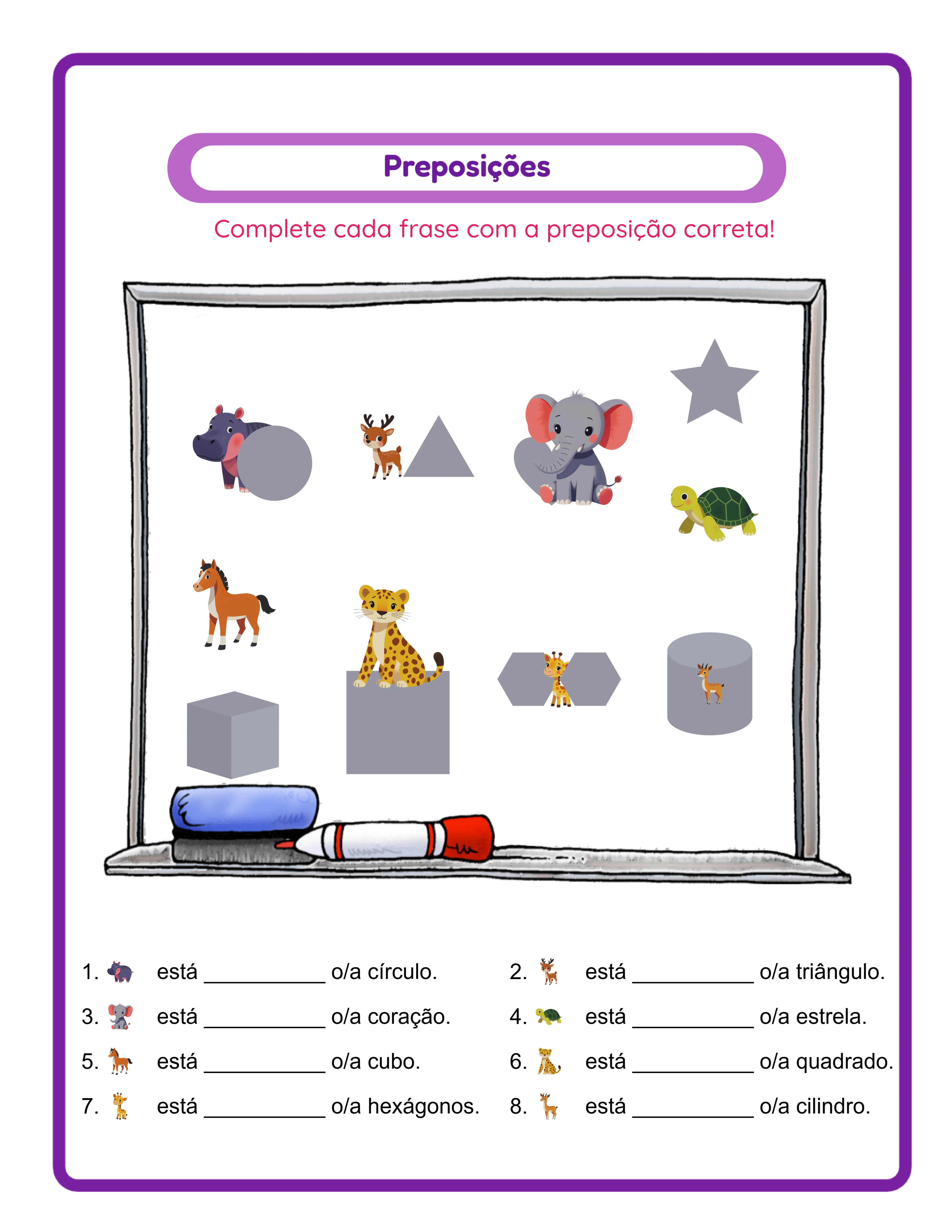 Folha de Preposições iniciante