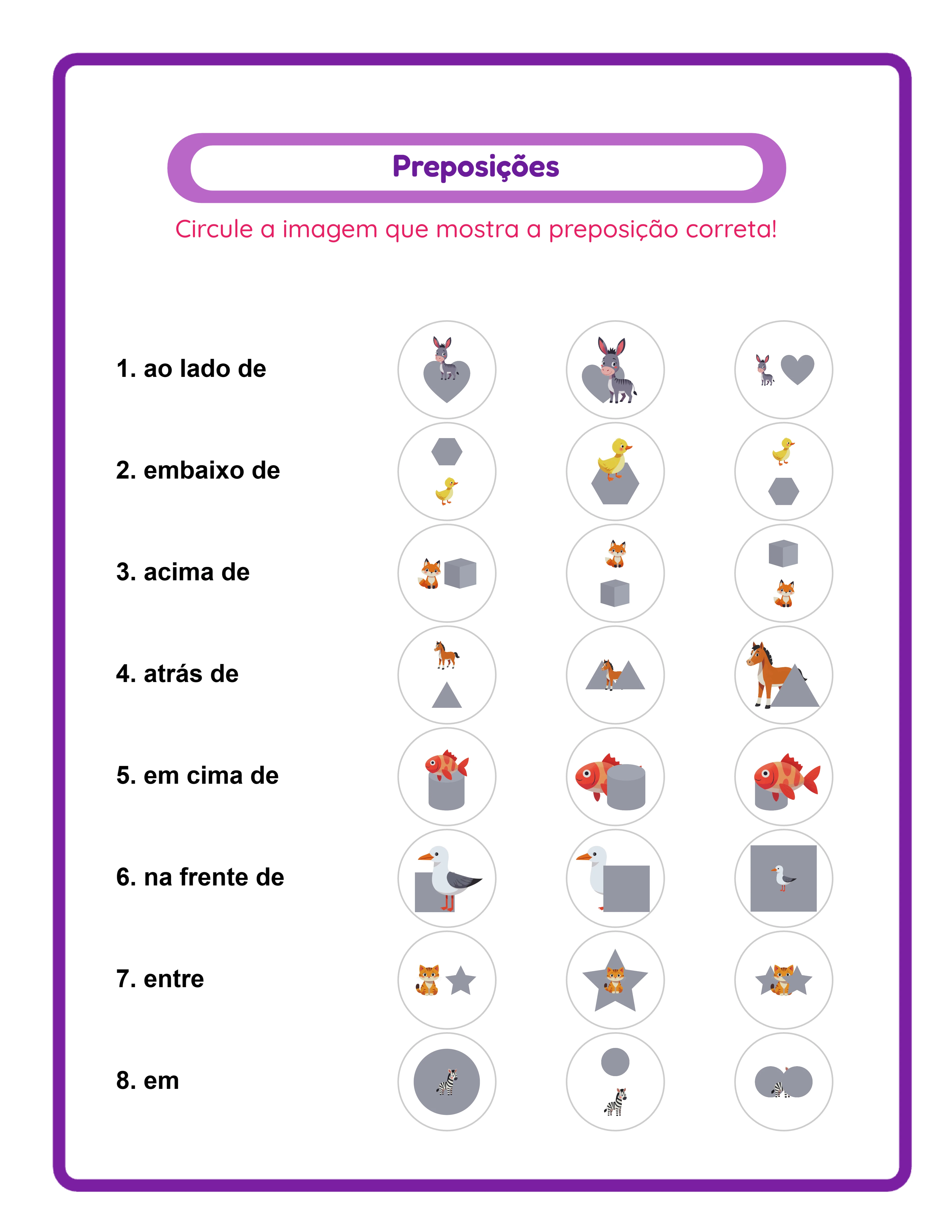 Folha de Preposições profissional