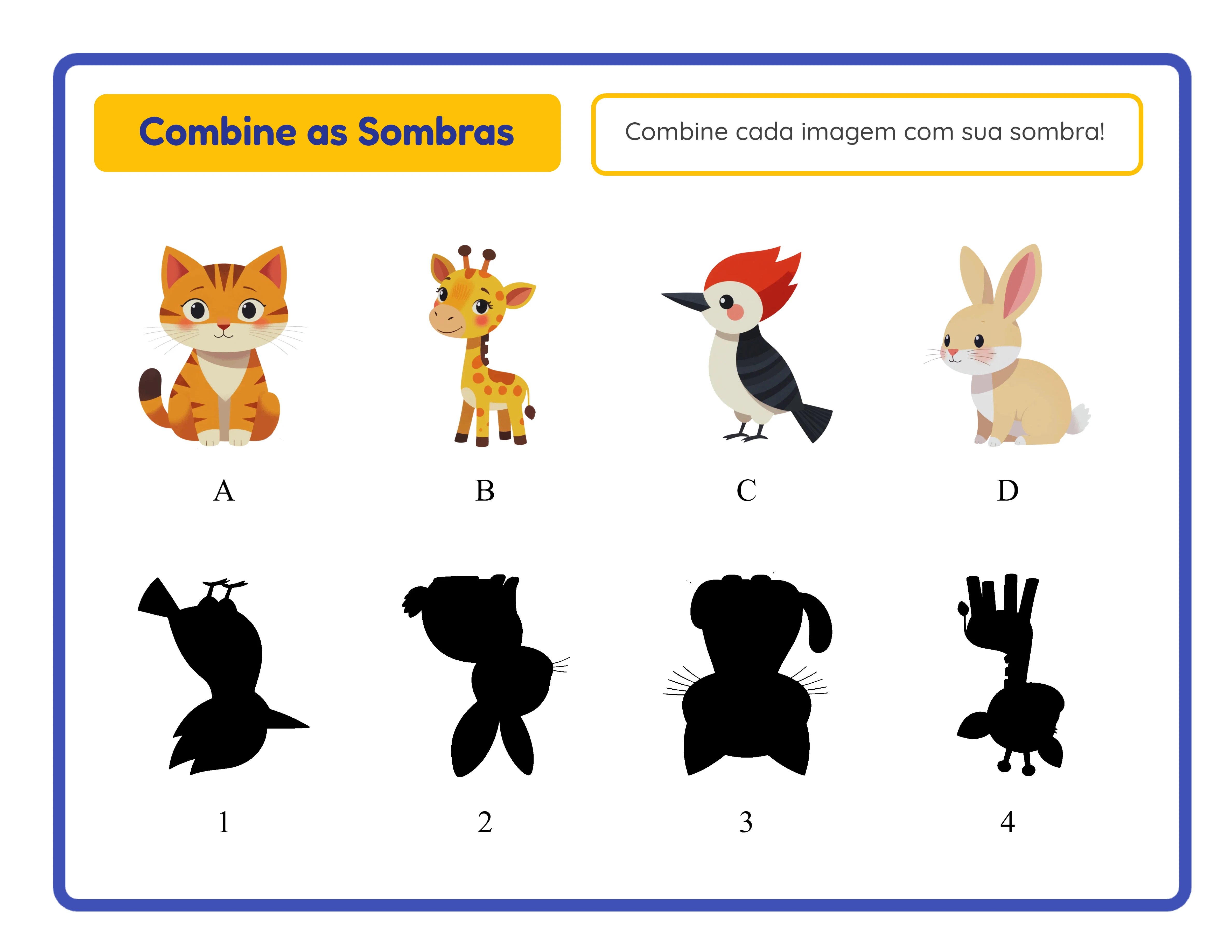 Puzzles de associação de sombras — Folha de trabalho exemplo 2