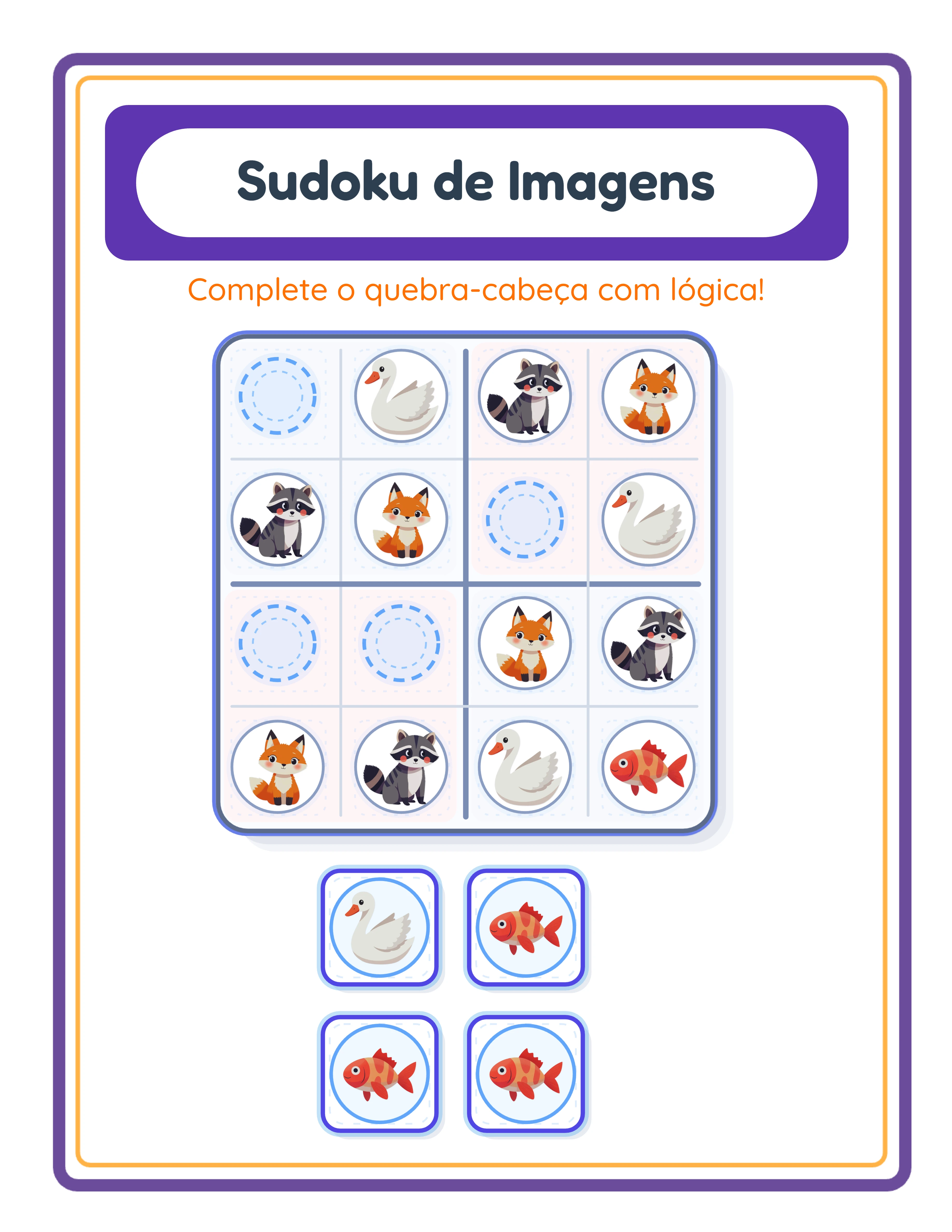 Puzzle de sudoku 4×4 com imagens temáticas em vez de números