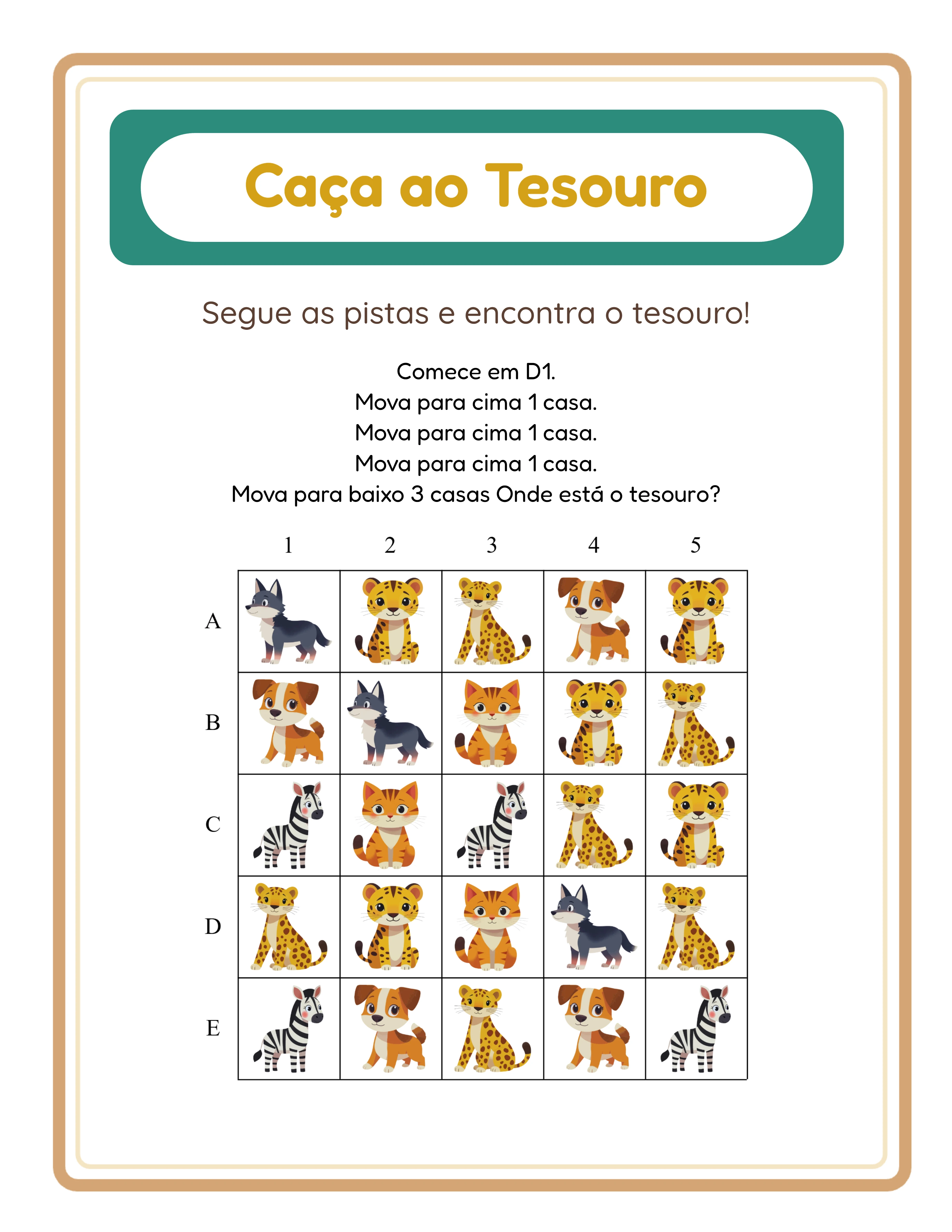 Ficha caça ao tesouro — seguir direções