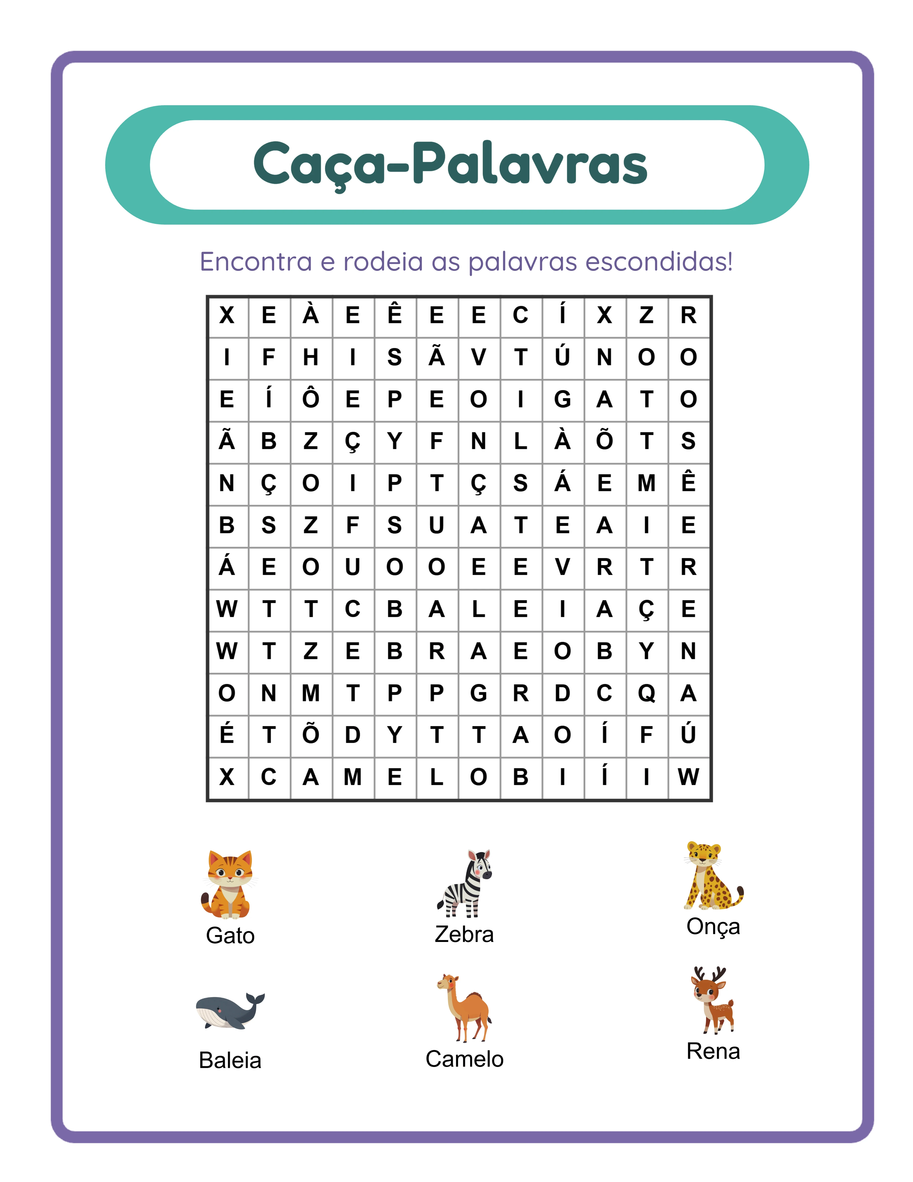 Caça-palavras — grade avançada