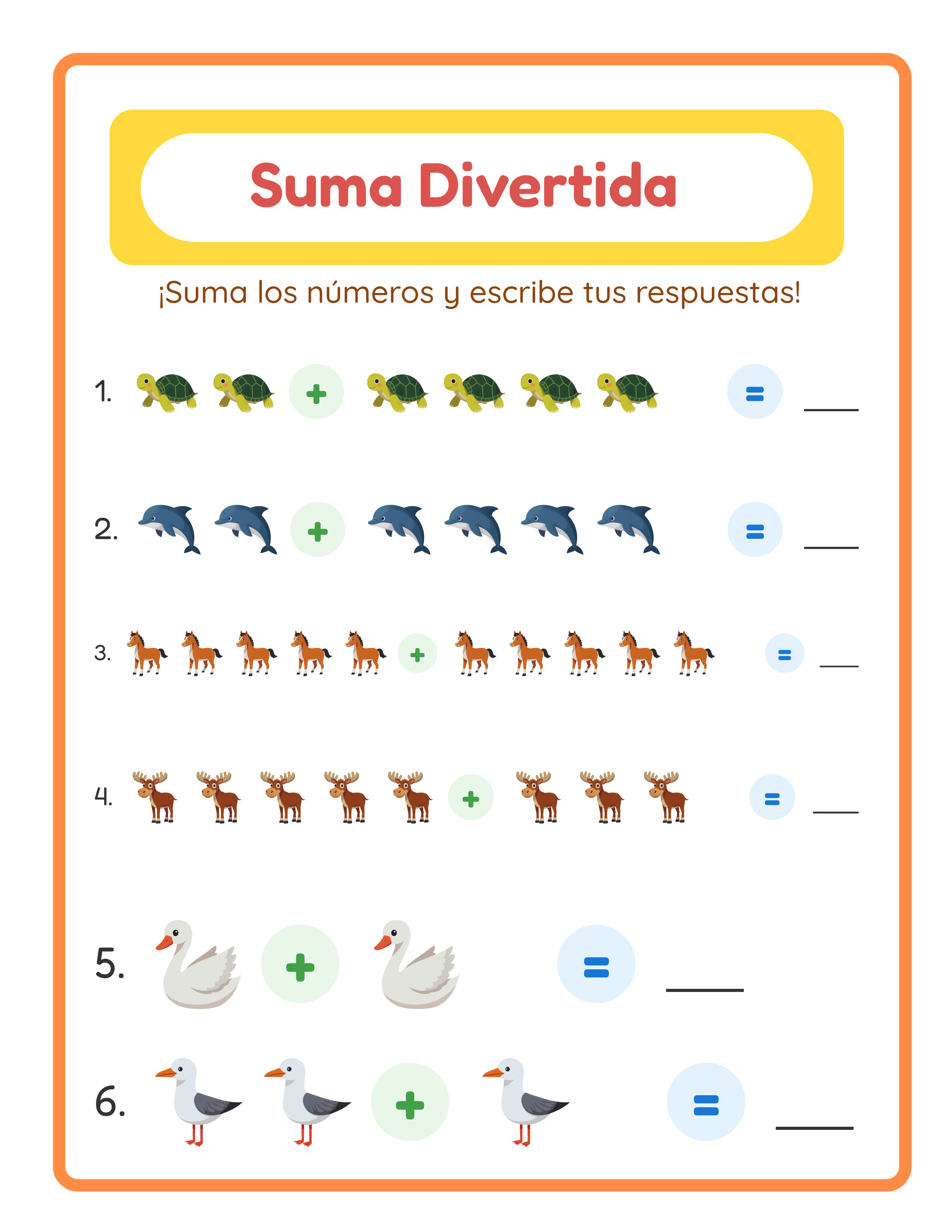 Suma con imágenes para jóvenes aprendices — Hoja de trabajo ejemplo 2