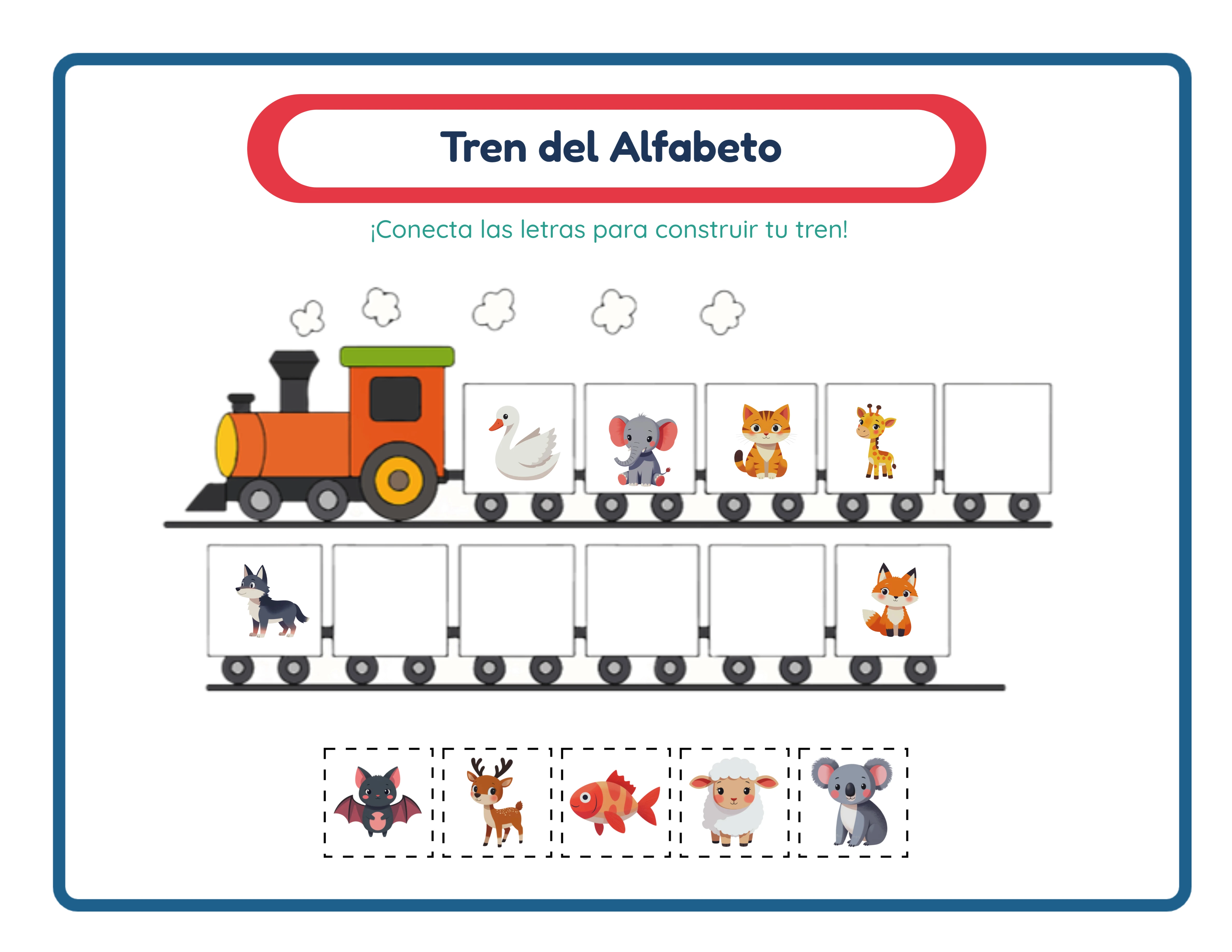Actividad del tren del alfabeto — Hoja de trabajo ejemplo 2