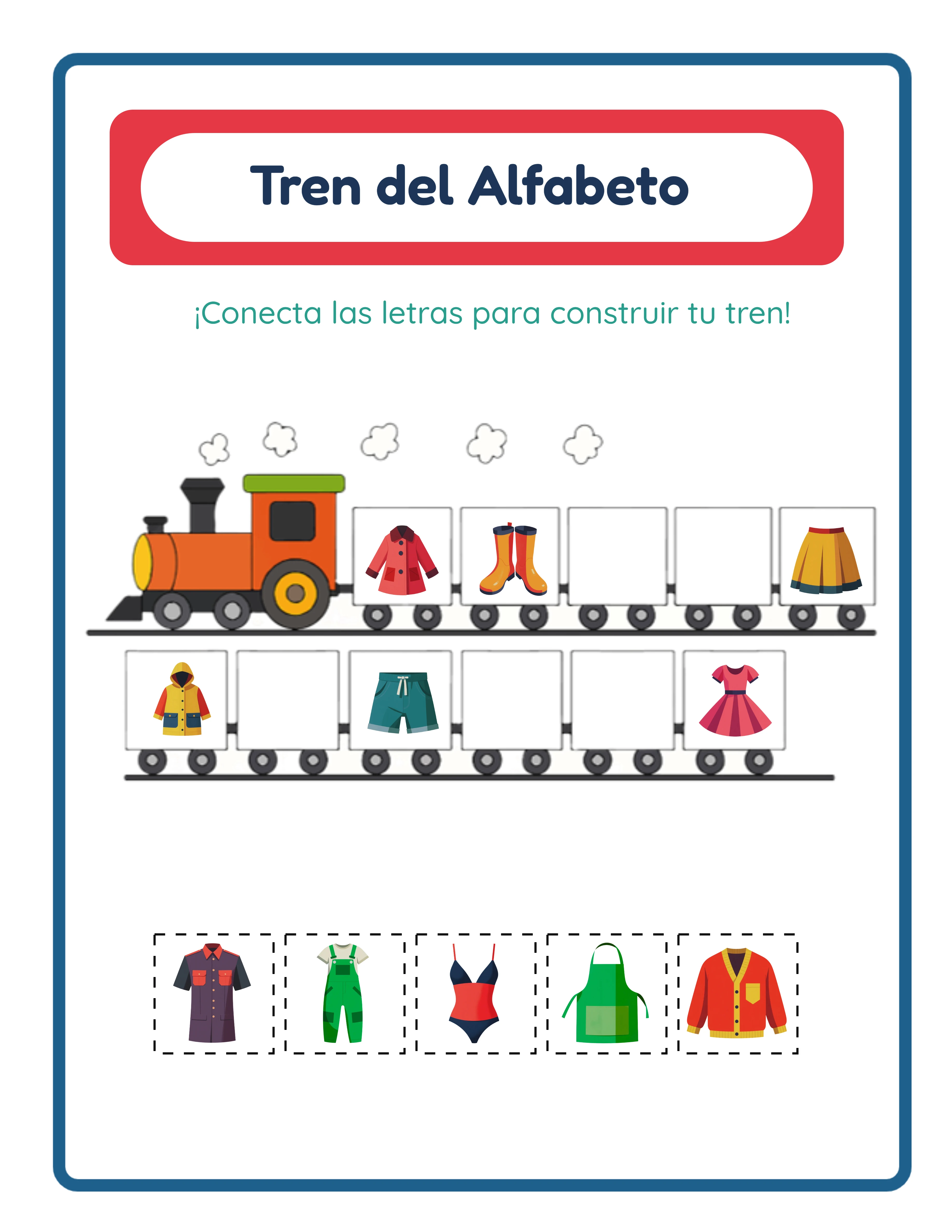 Actividad del tren del alfabeto — Hoja de trabajo destacada