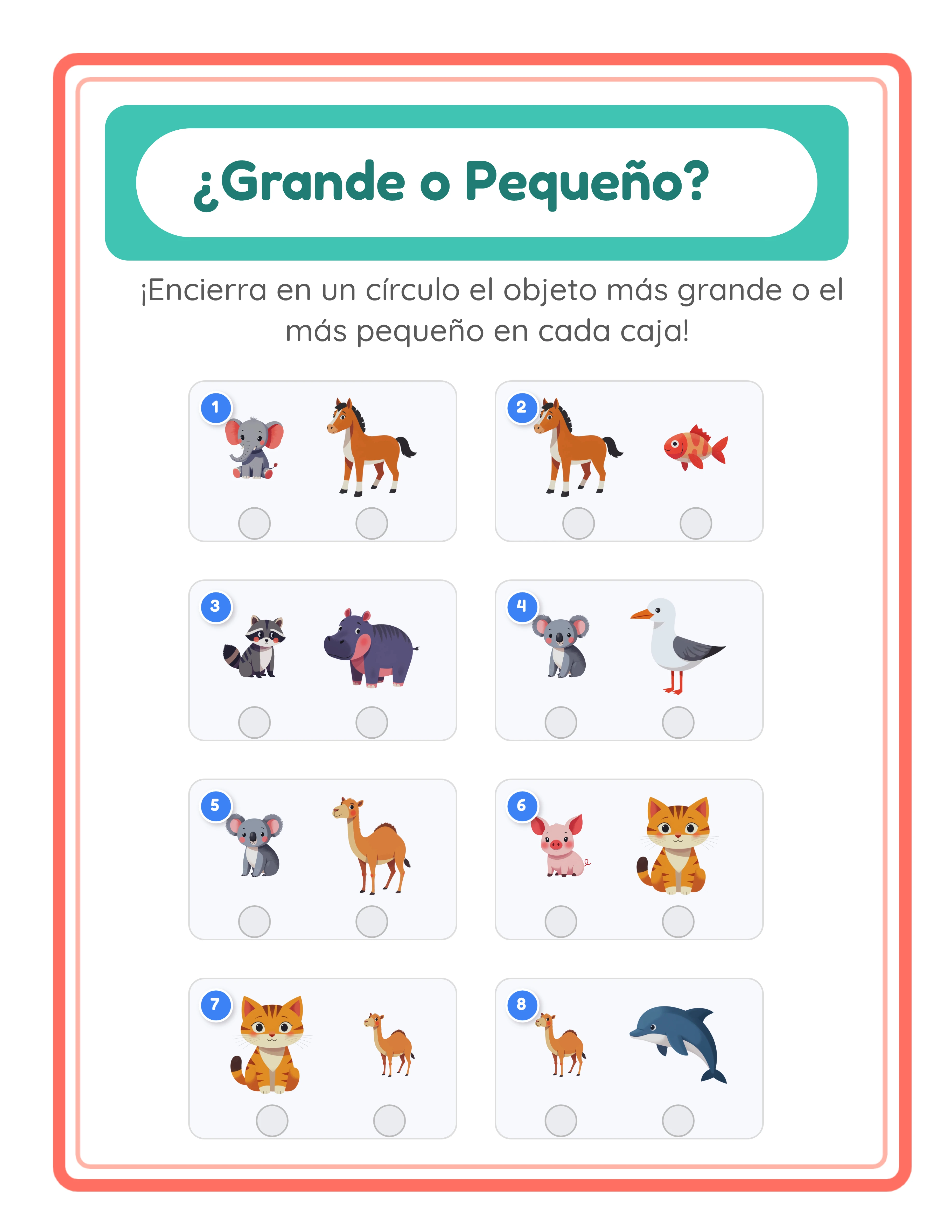 Hoja de Comparación de tamaños profesional