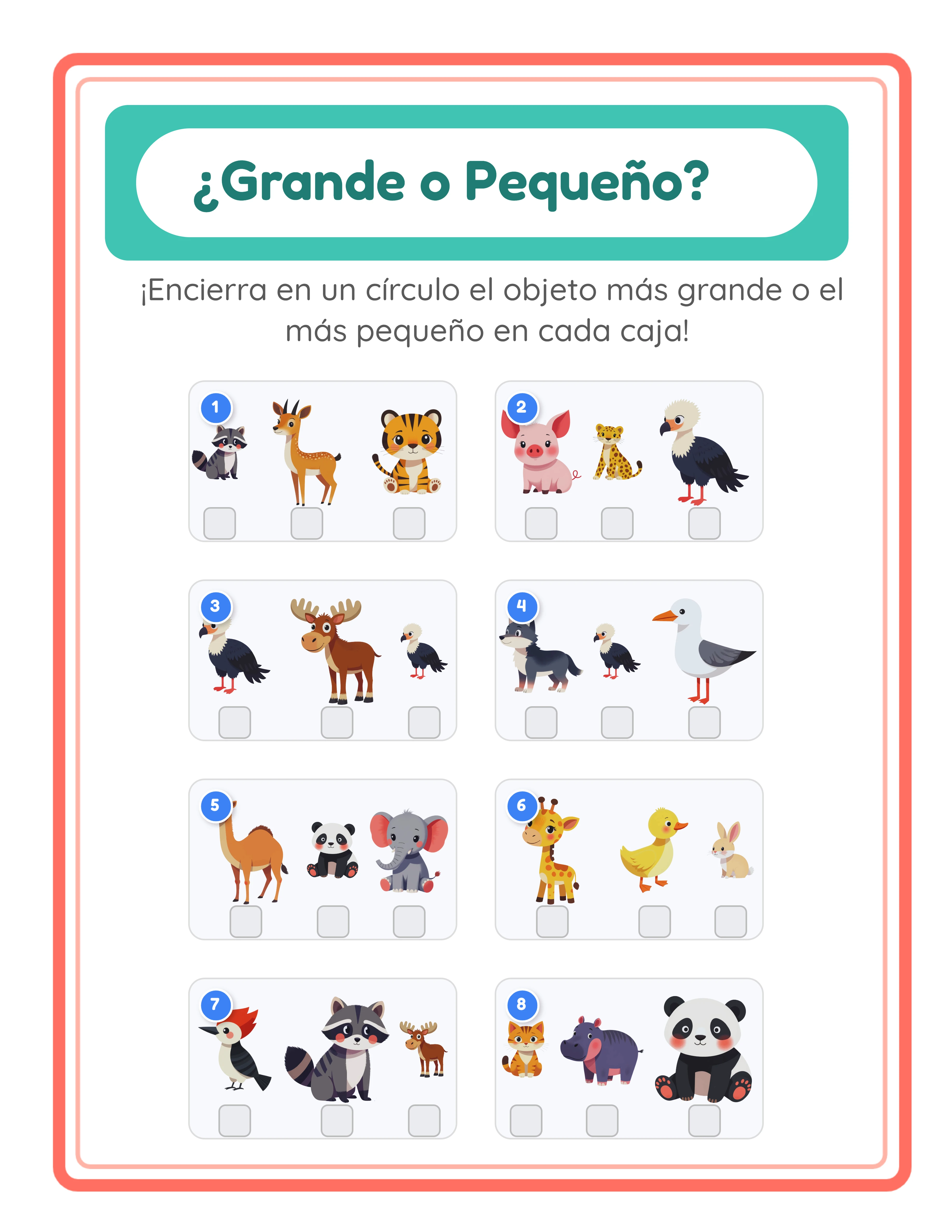 Grande y pequeño — orden de números