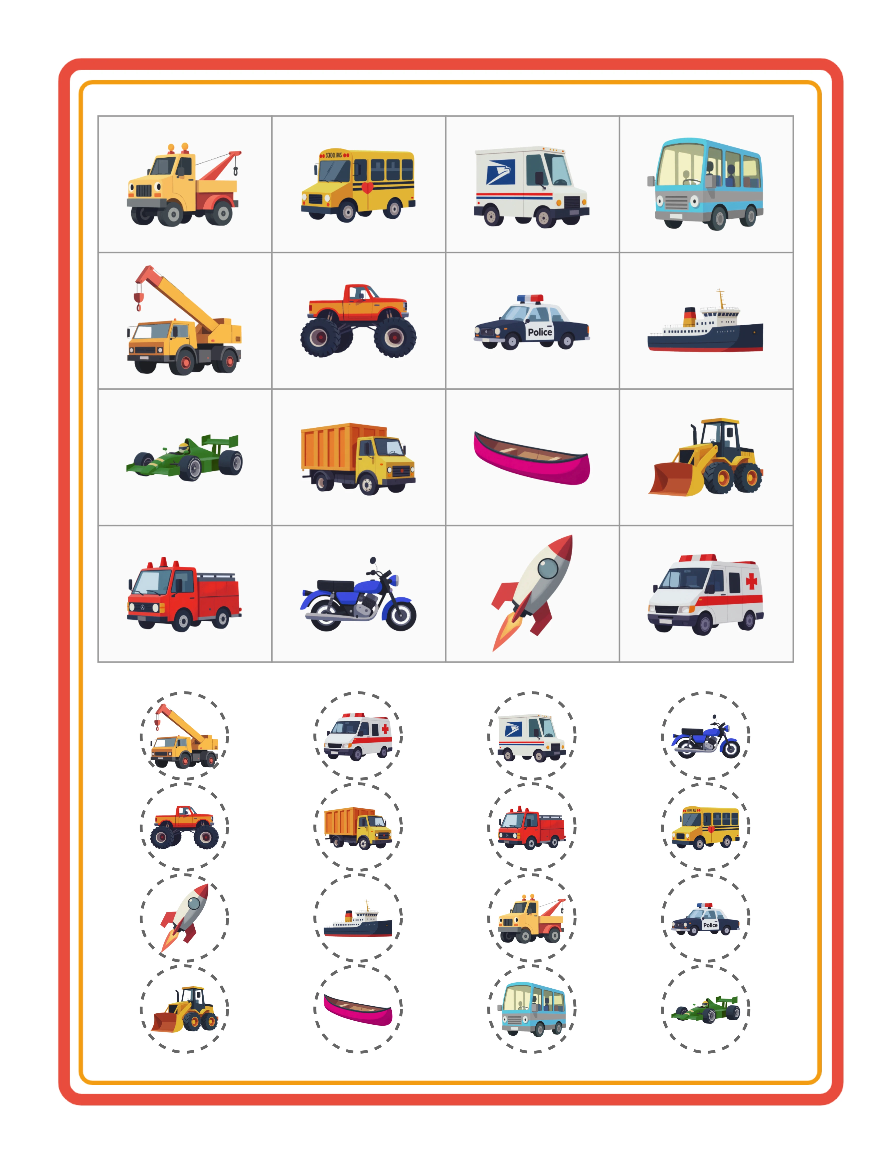 Tarjeta de bingo — actividad de aula