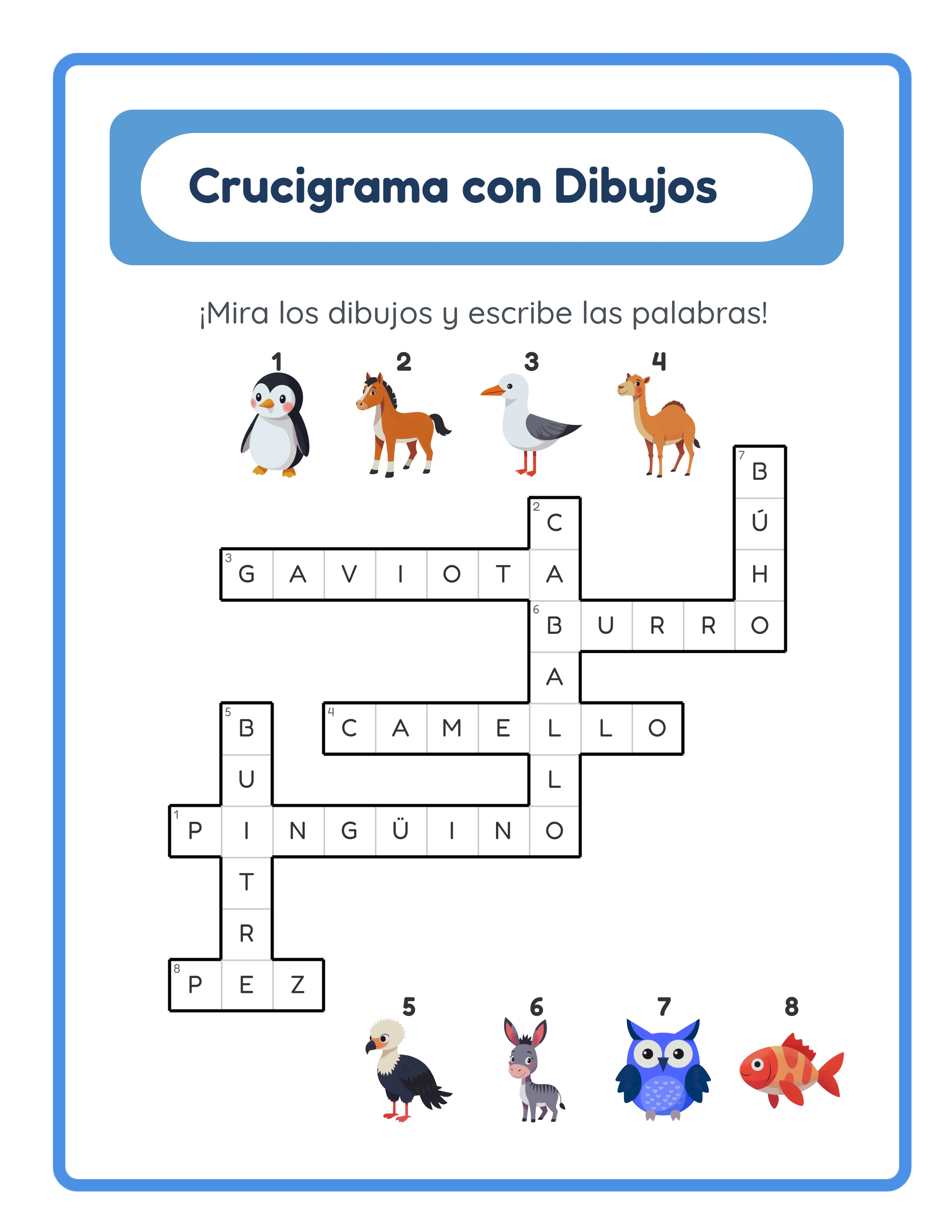 Clave de respuestas del crucigrama