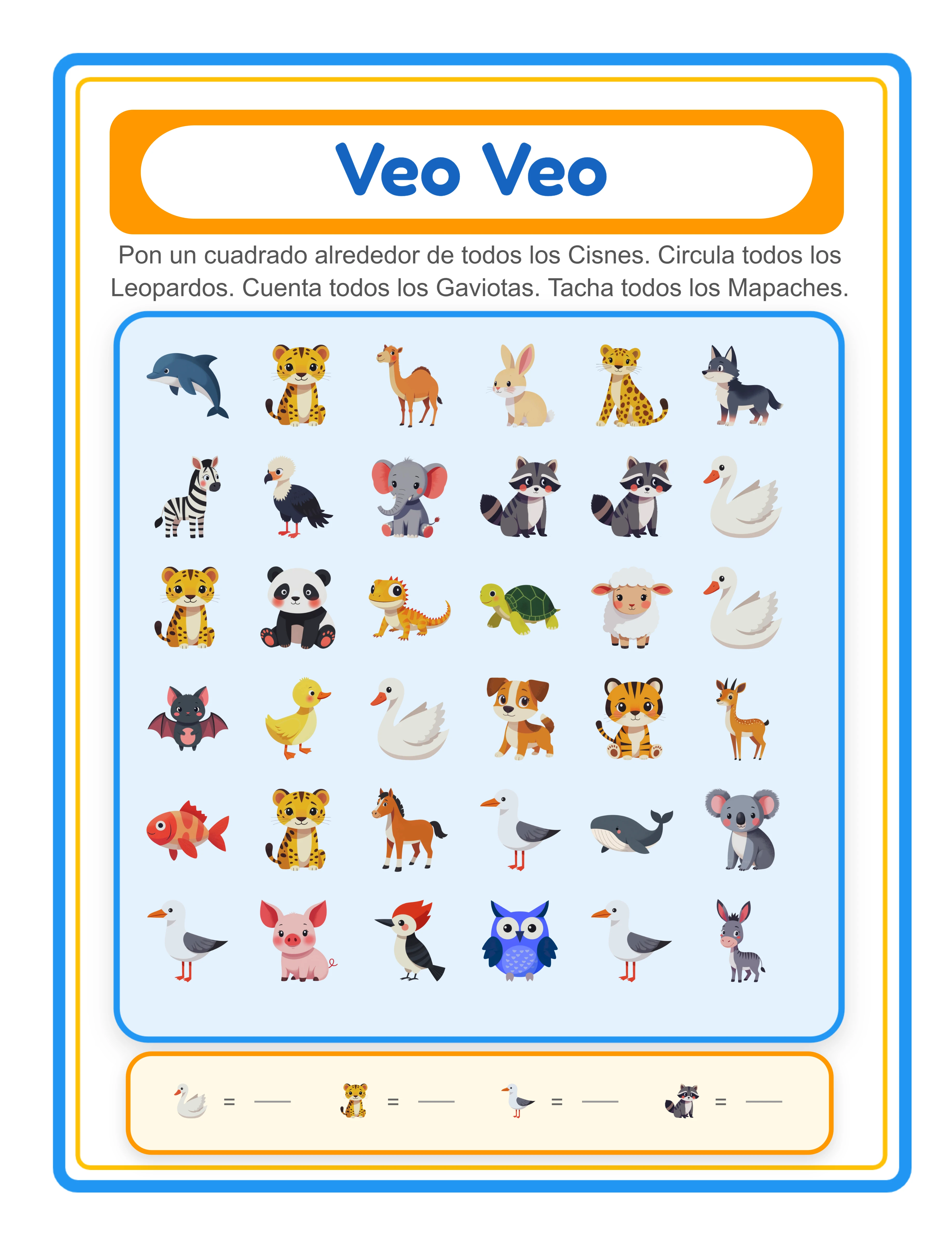 Actividades de buscar y contar — Hoja de trabajo destacada