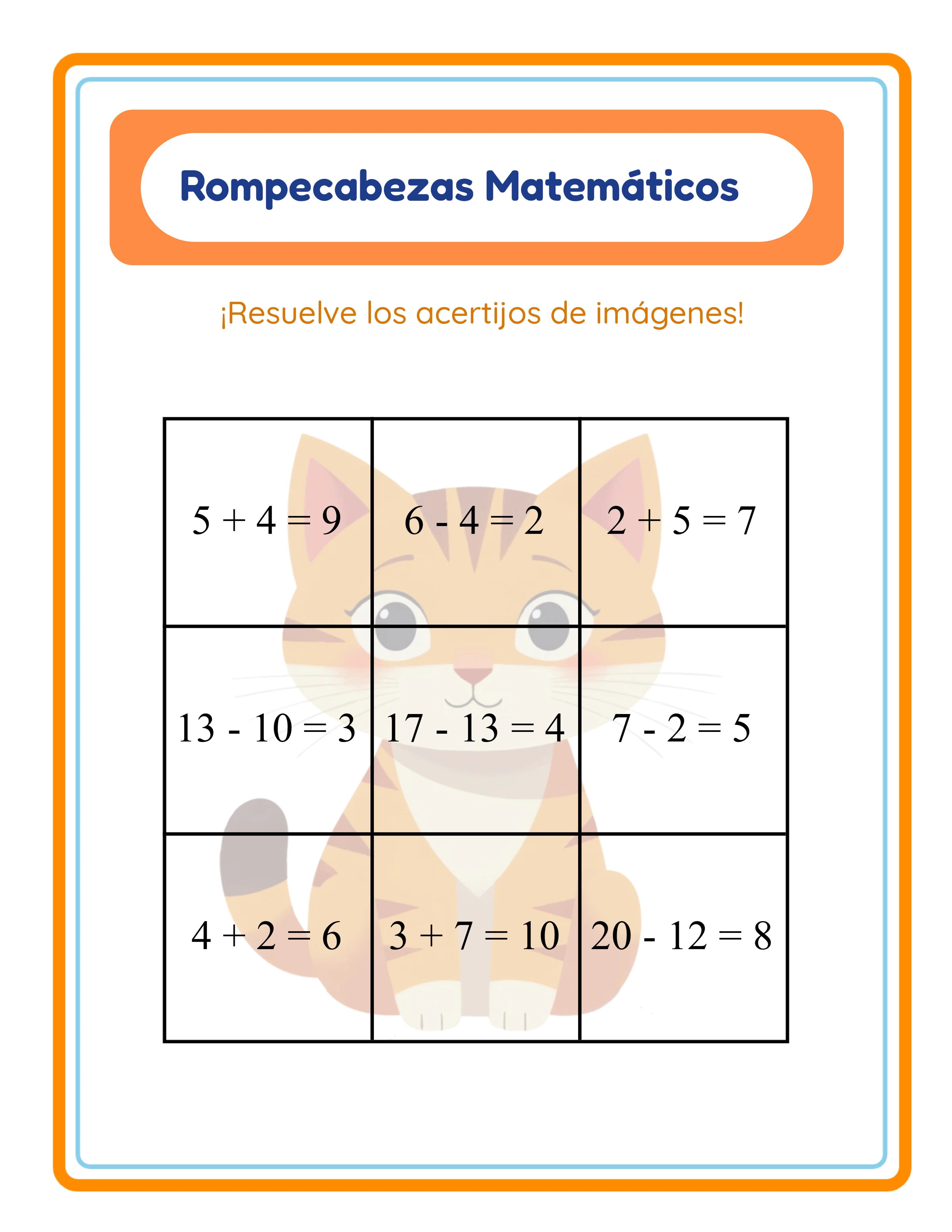 Clave de respuestas del puzzle matemático