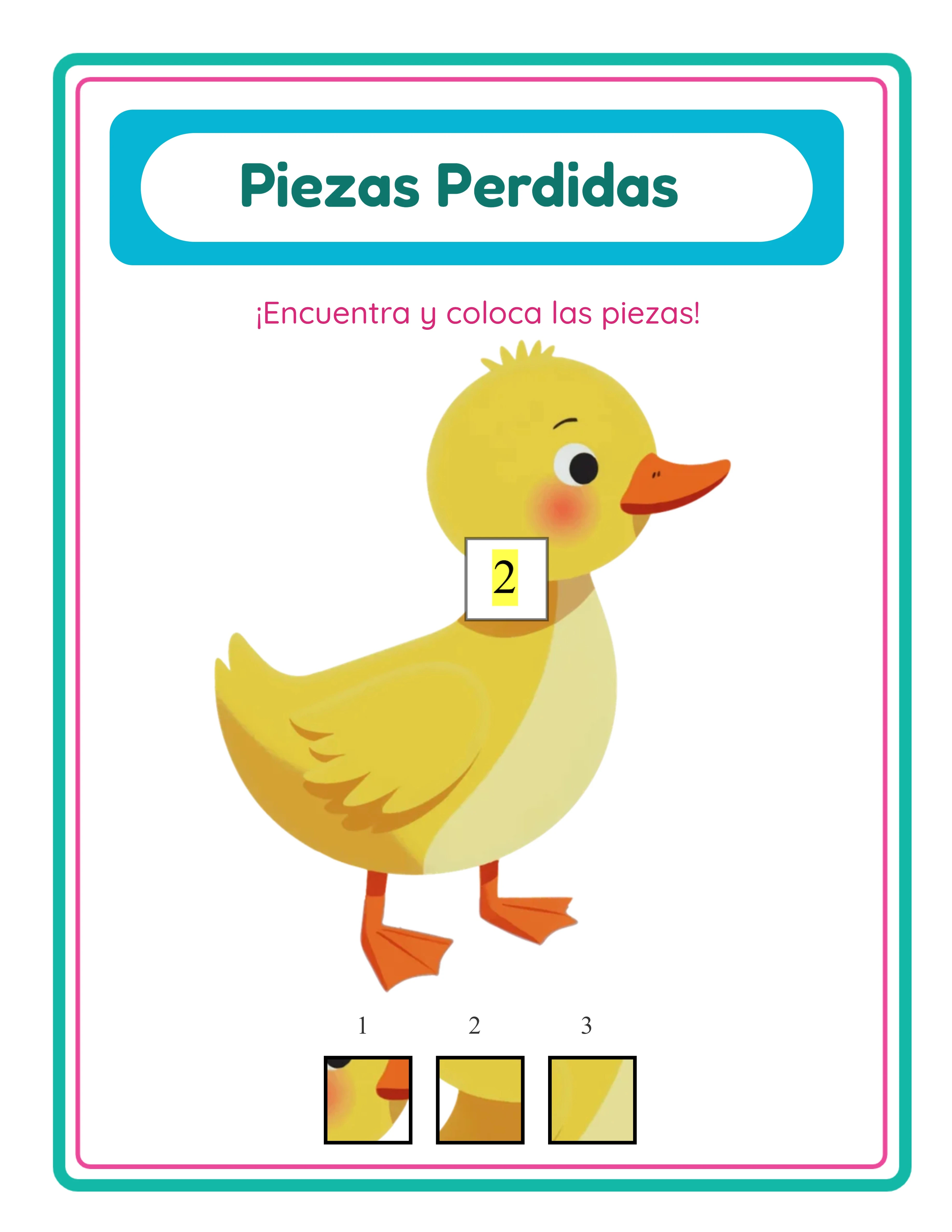 Clave de respuestas del puzzle de piezas faltantes con etiquetas numéricas resaltadas en amarillo colocadas dentro de cada hueco mostrando el índice de opción correcto