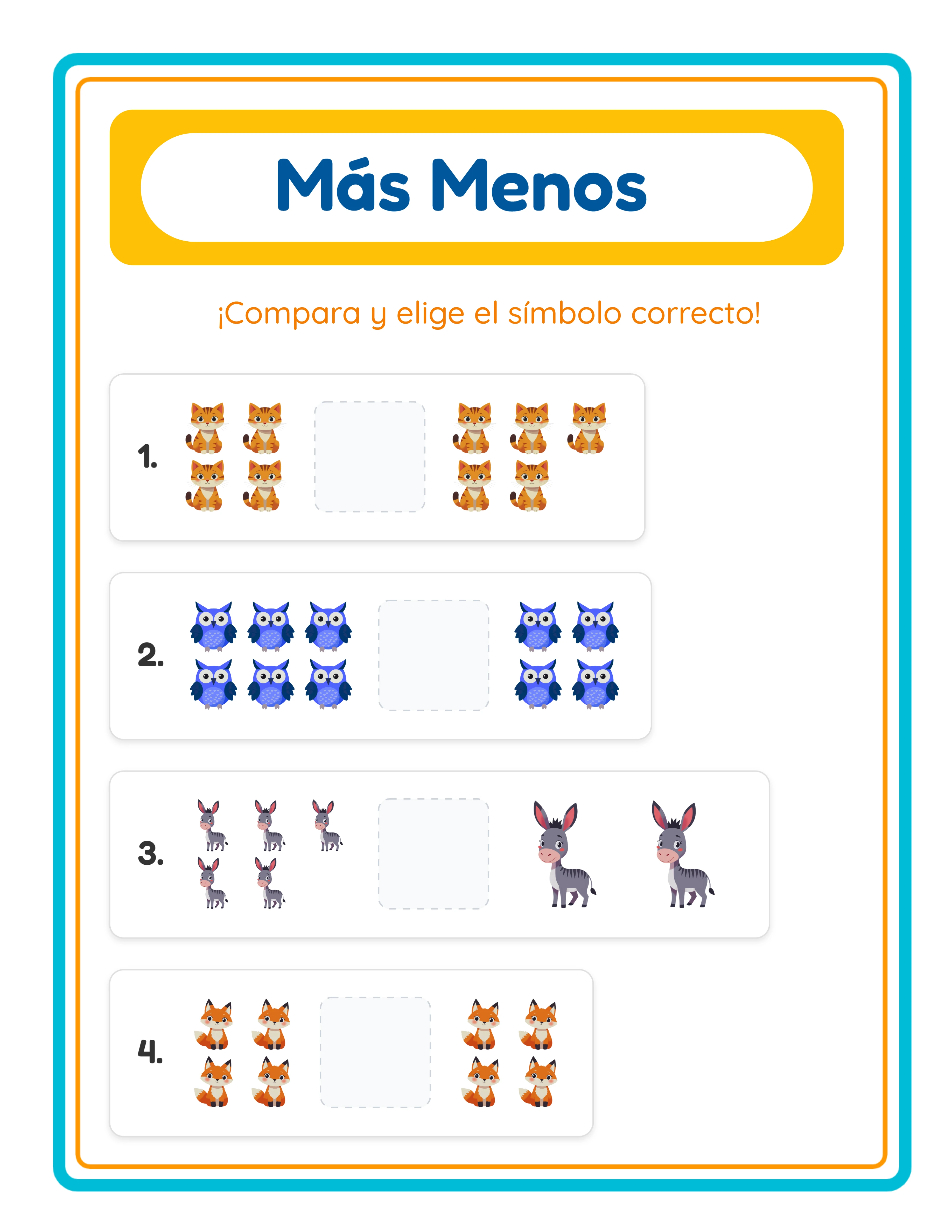 Comparación visual de cantidades — Hoja de trabajo ejemplo 2