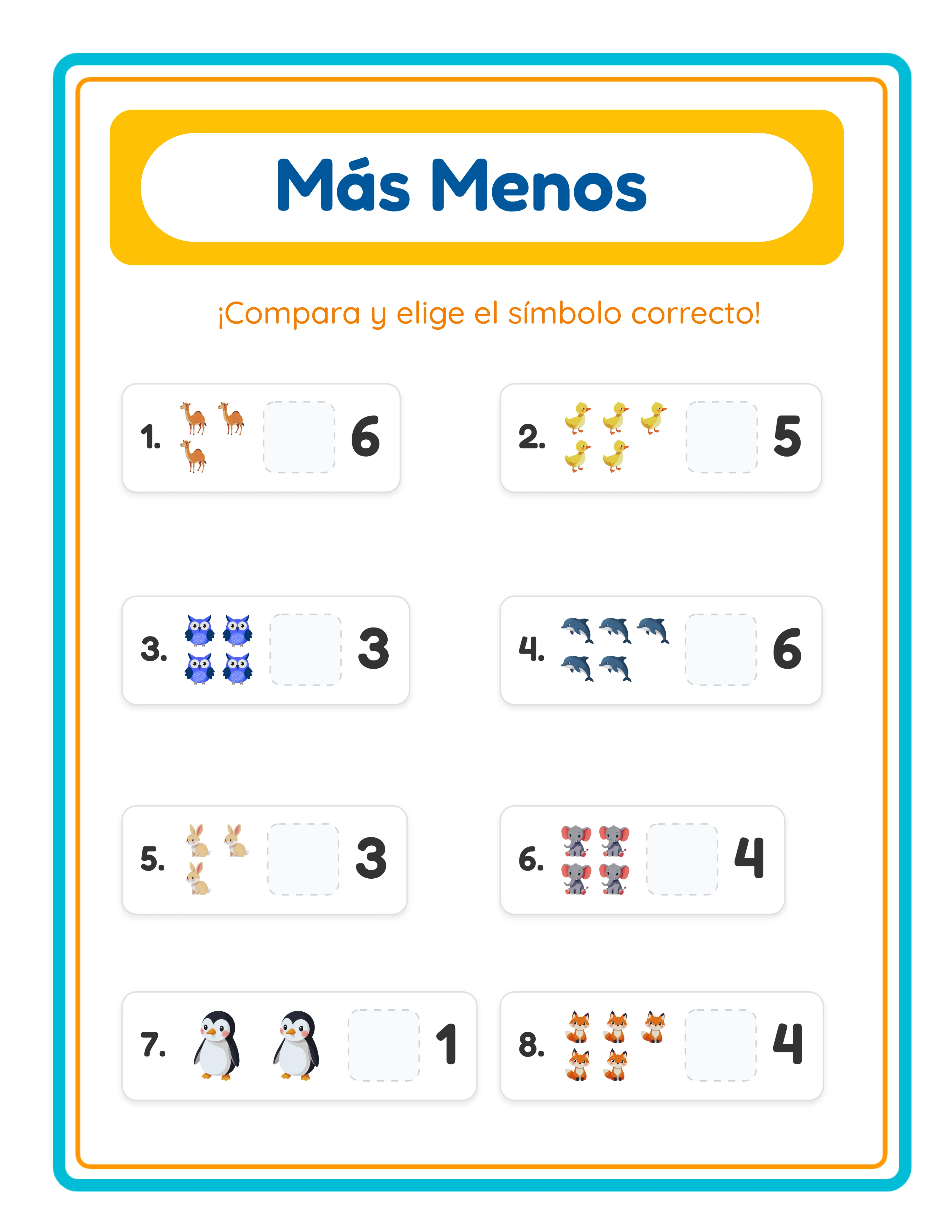 Comparación visual de cantidades — Hoja de trabajo ejemplo 3