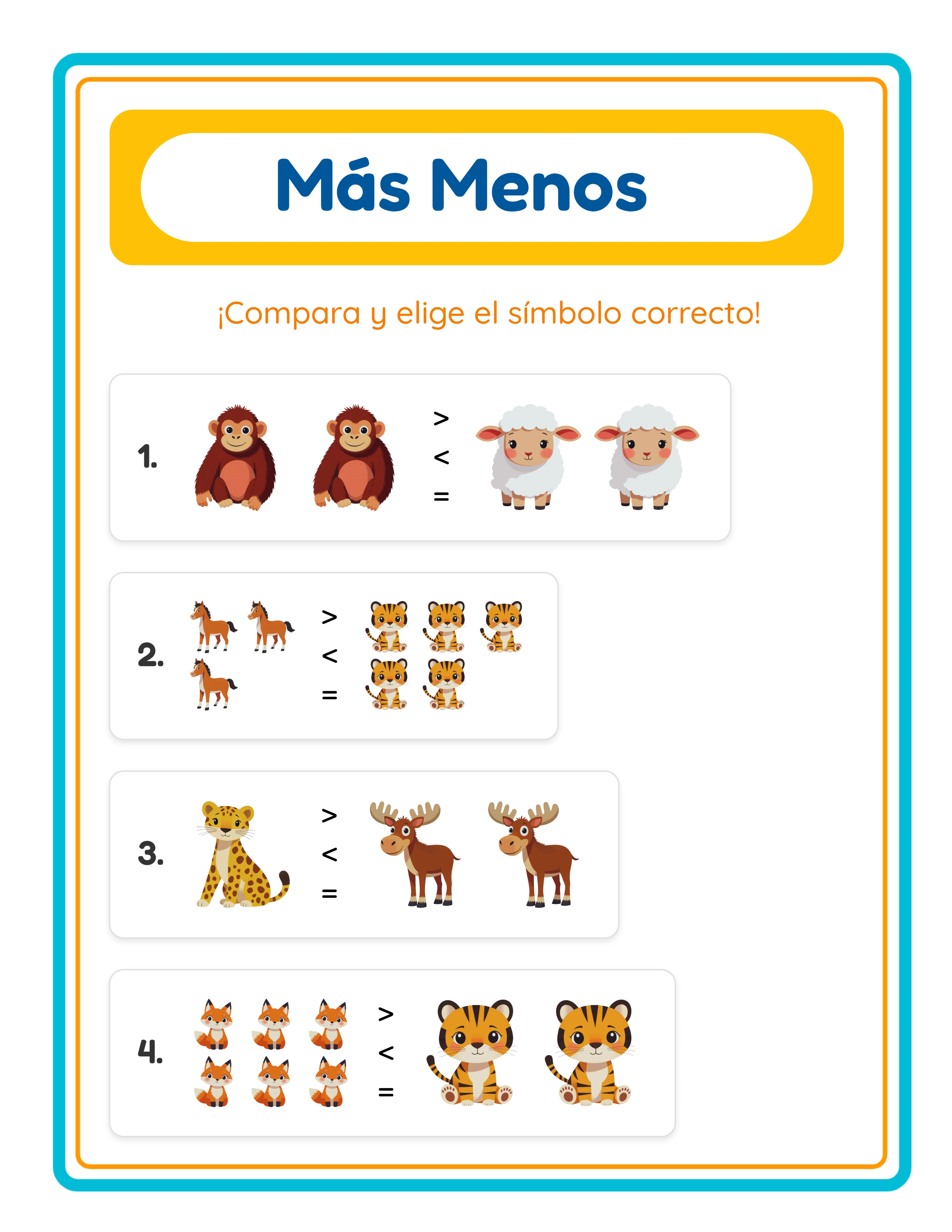 Comparación visual de cantidades — Hoja de trabajo destacada