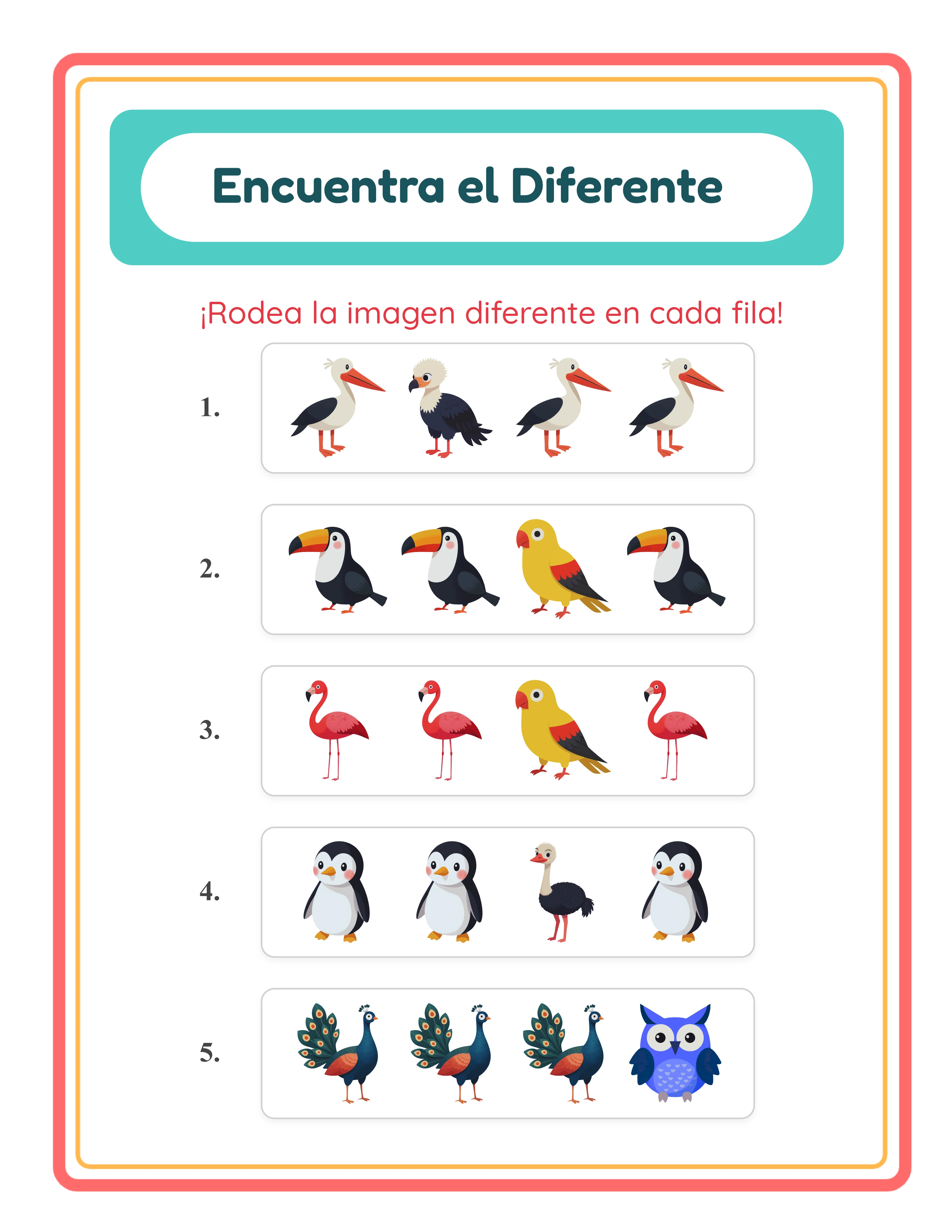 El intruso destacado — actividad de pensamiento colorida