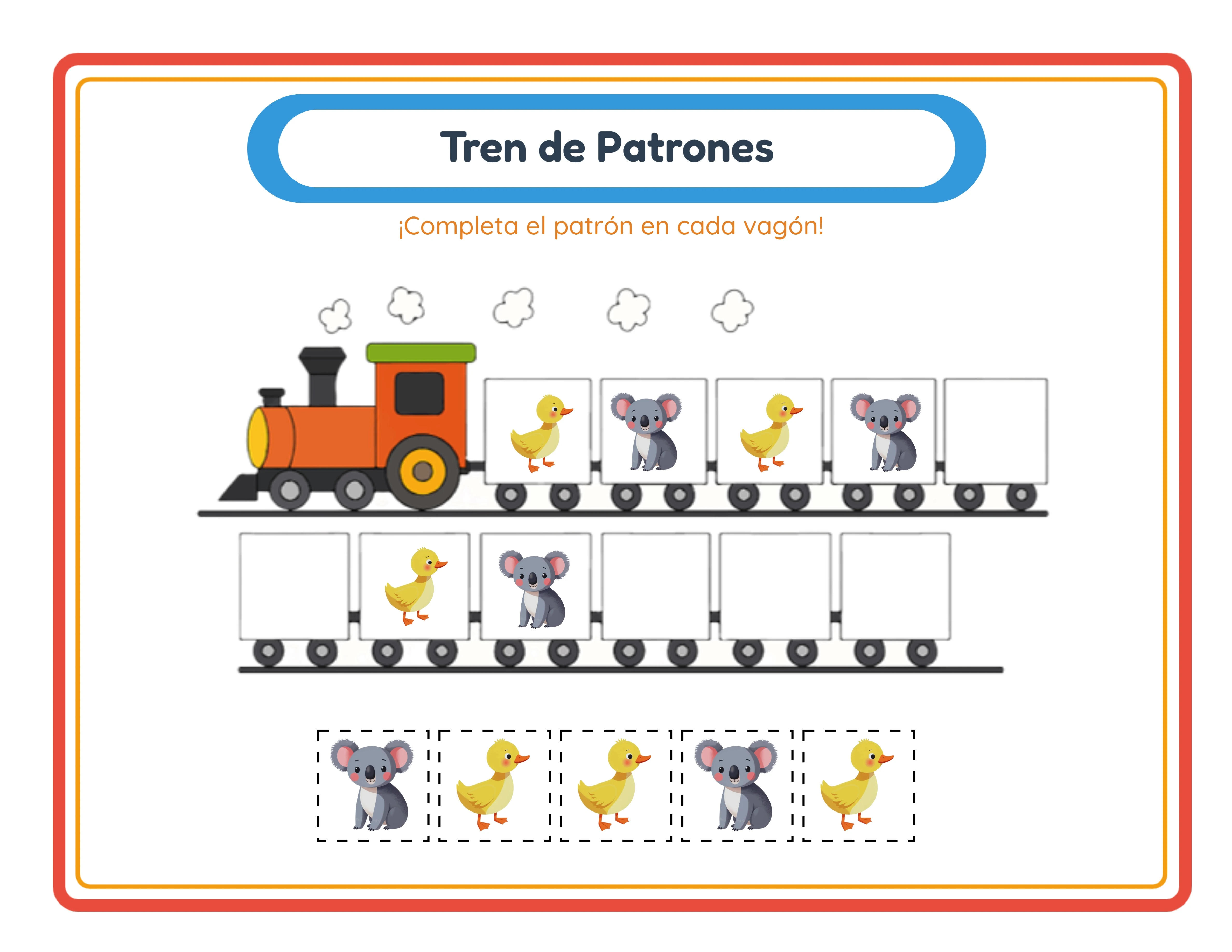 Completar los patrones en el tren — Hoja de trabajo ejemplo 3