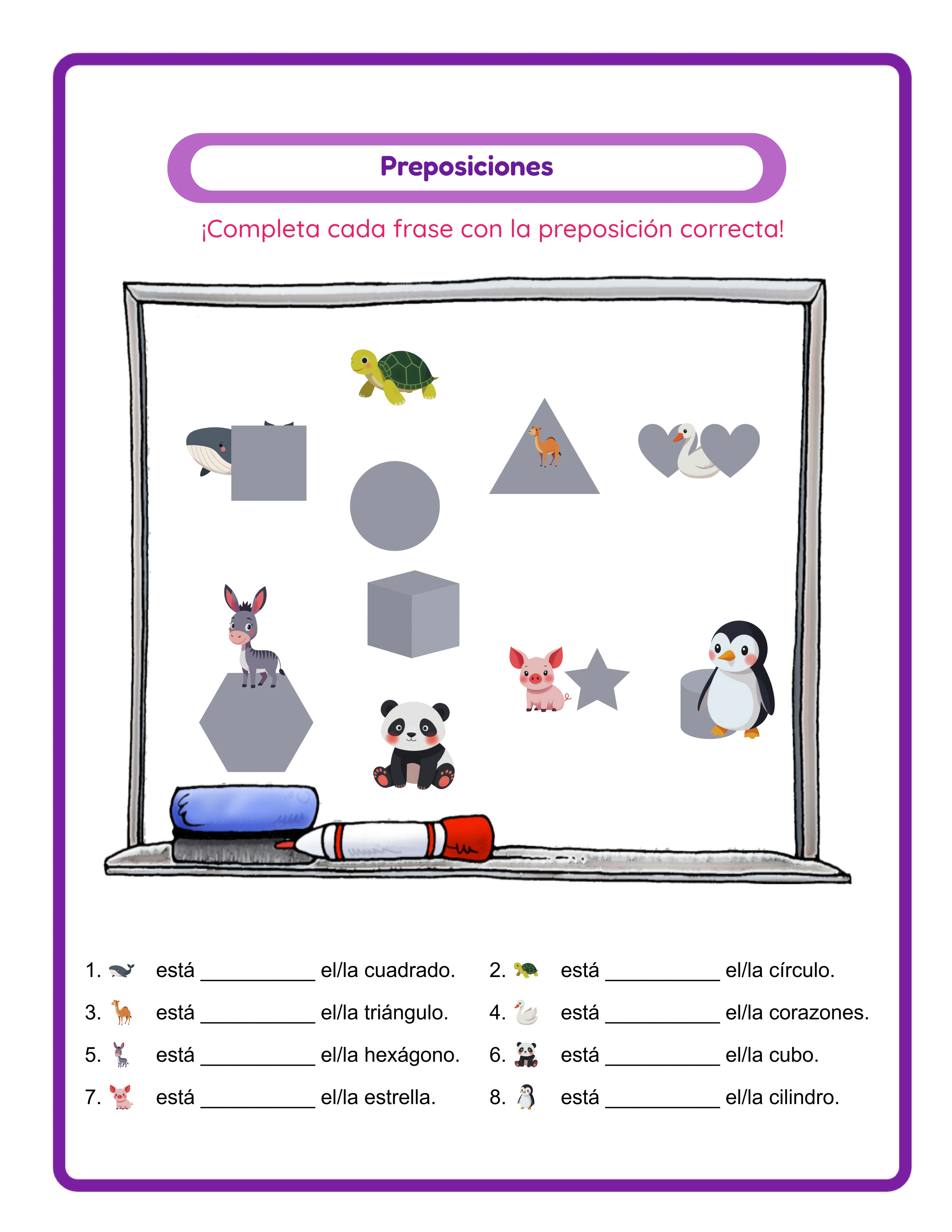 Hoja de Preposiciones principiante