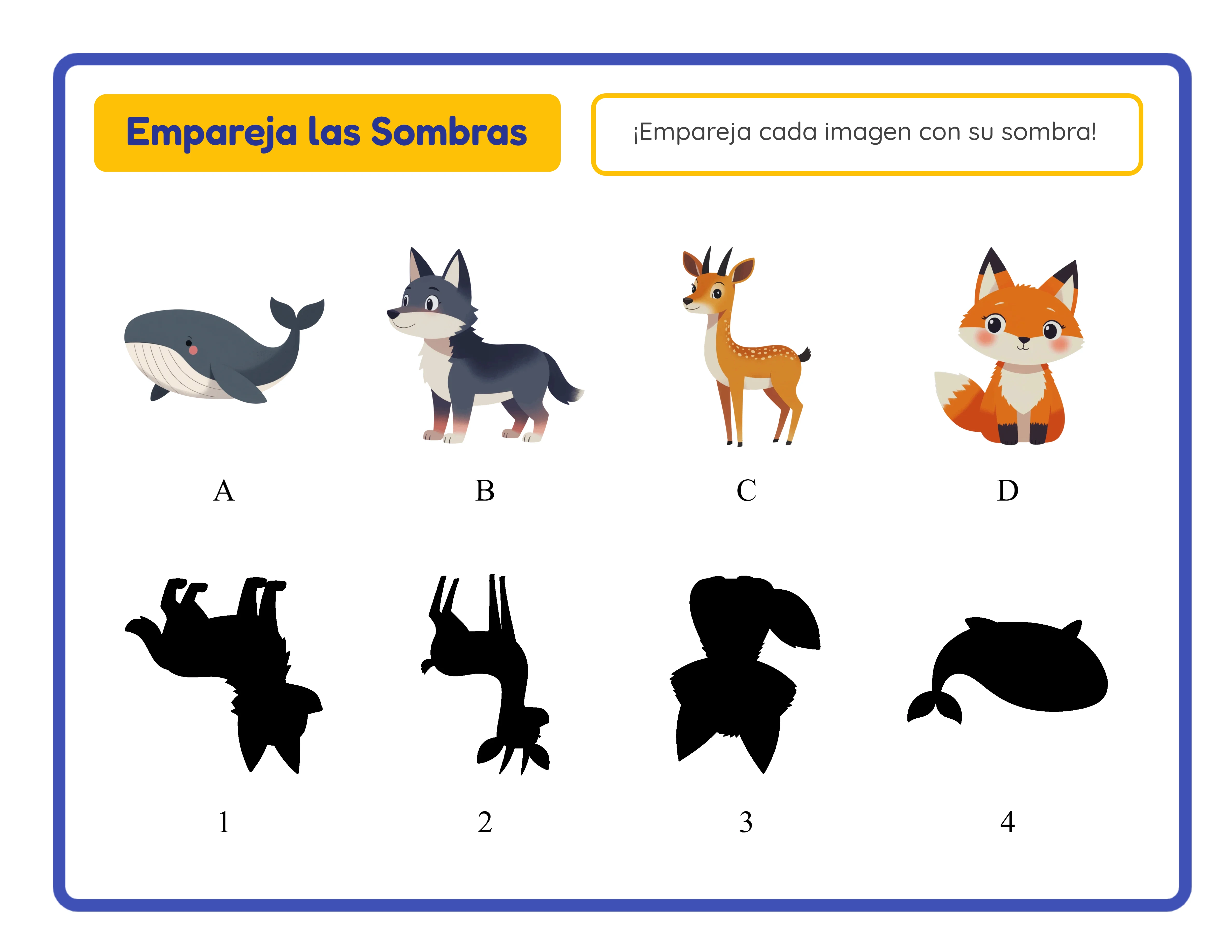 Puzzles de asociación de sombras — Hoja de trabajo ejemplo 2