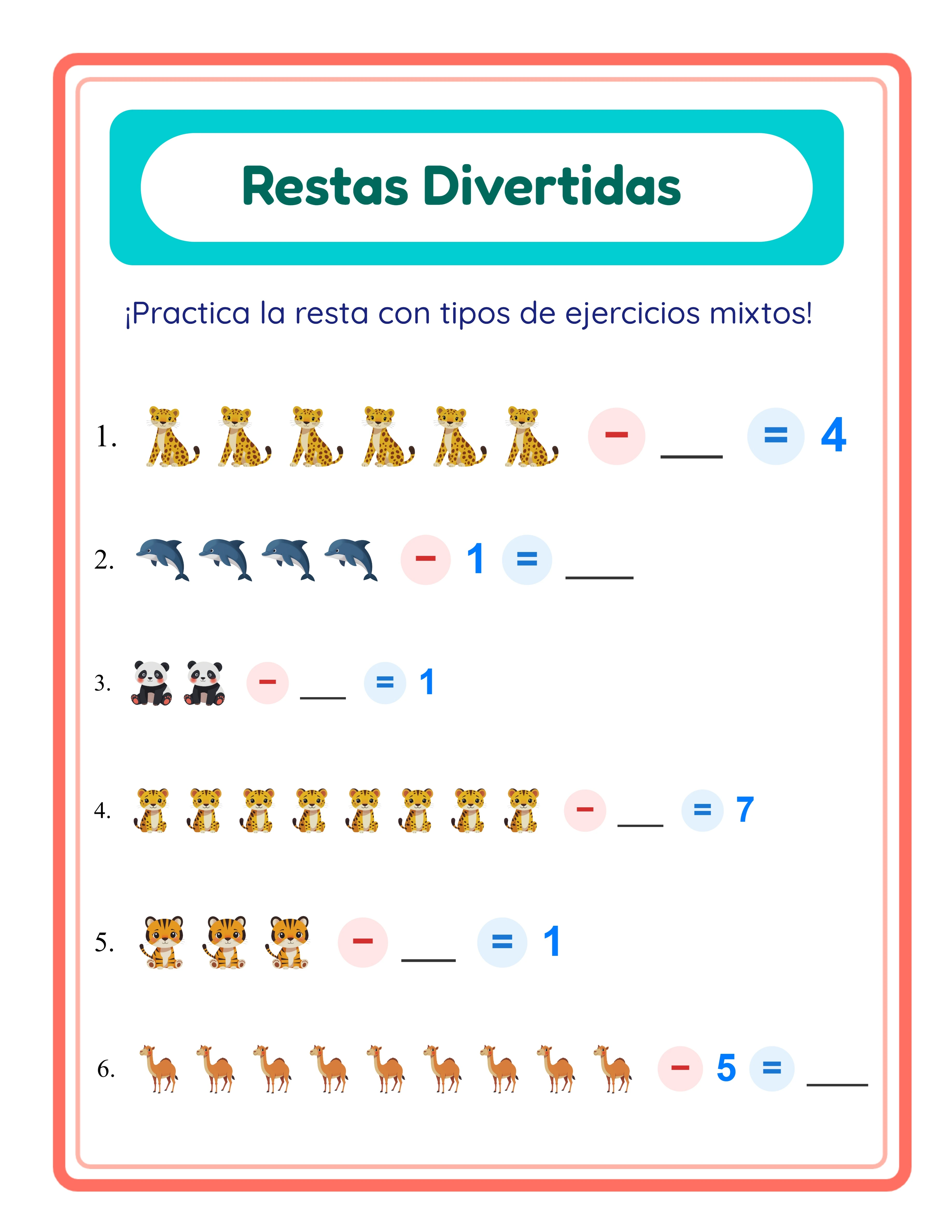 Ficha de resta destacada — imágenes temáticas coloridas