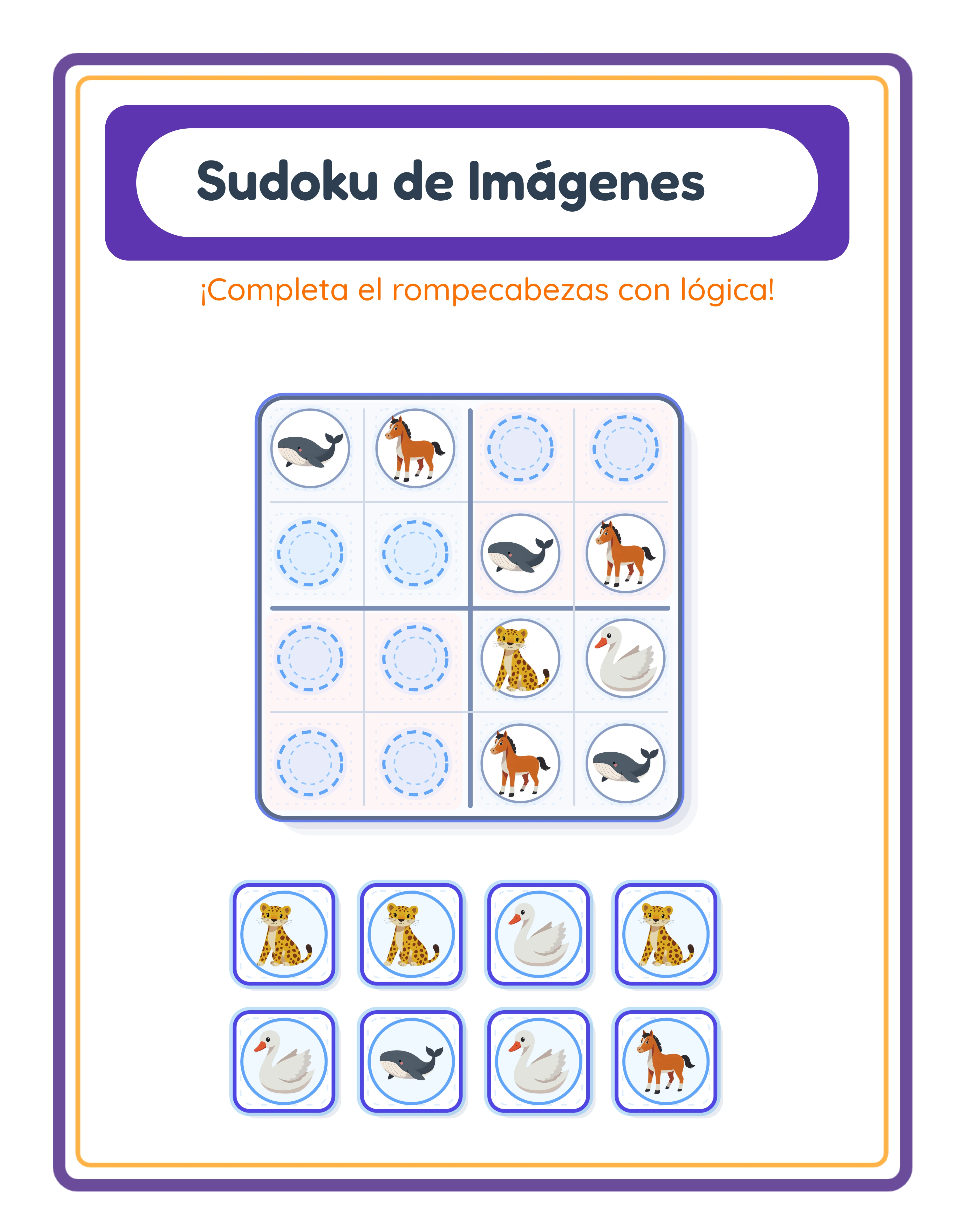 Puzzles de sudoku con imágenes — Hoja de trabajo ejemplo 3