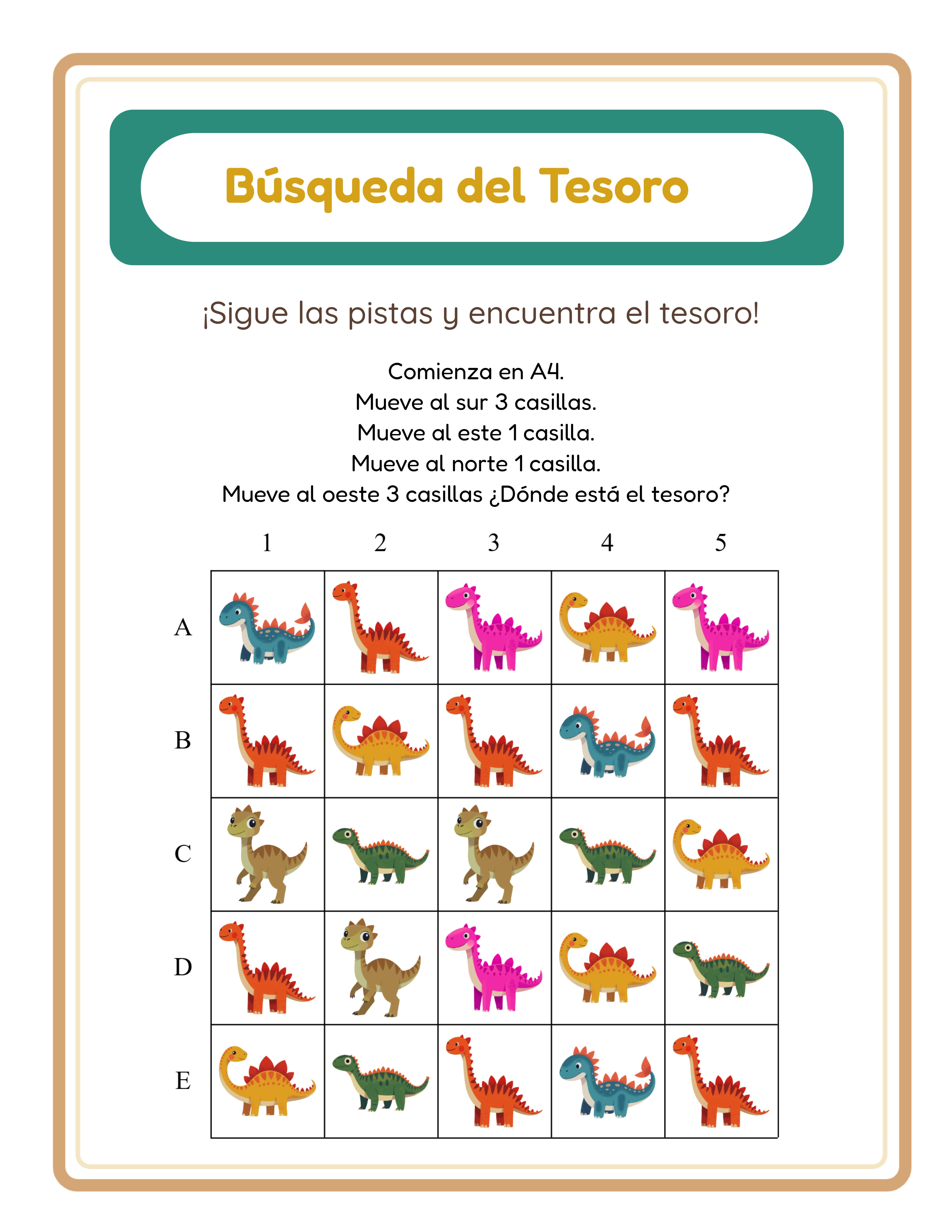 Búsqueda del tesoro con mapas — Hoja de trabajo ejemplo 3