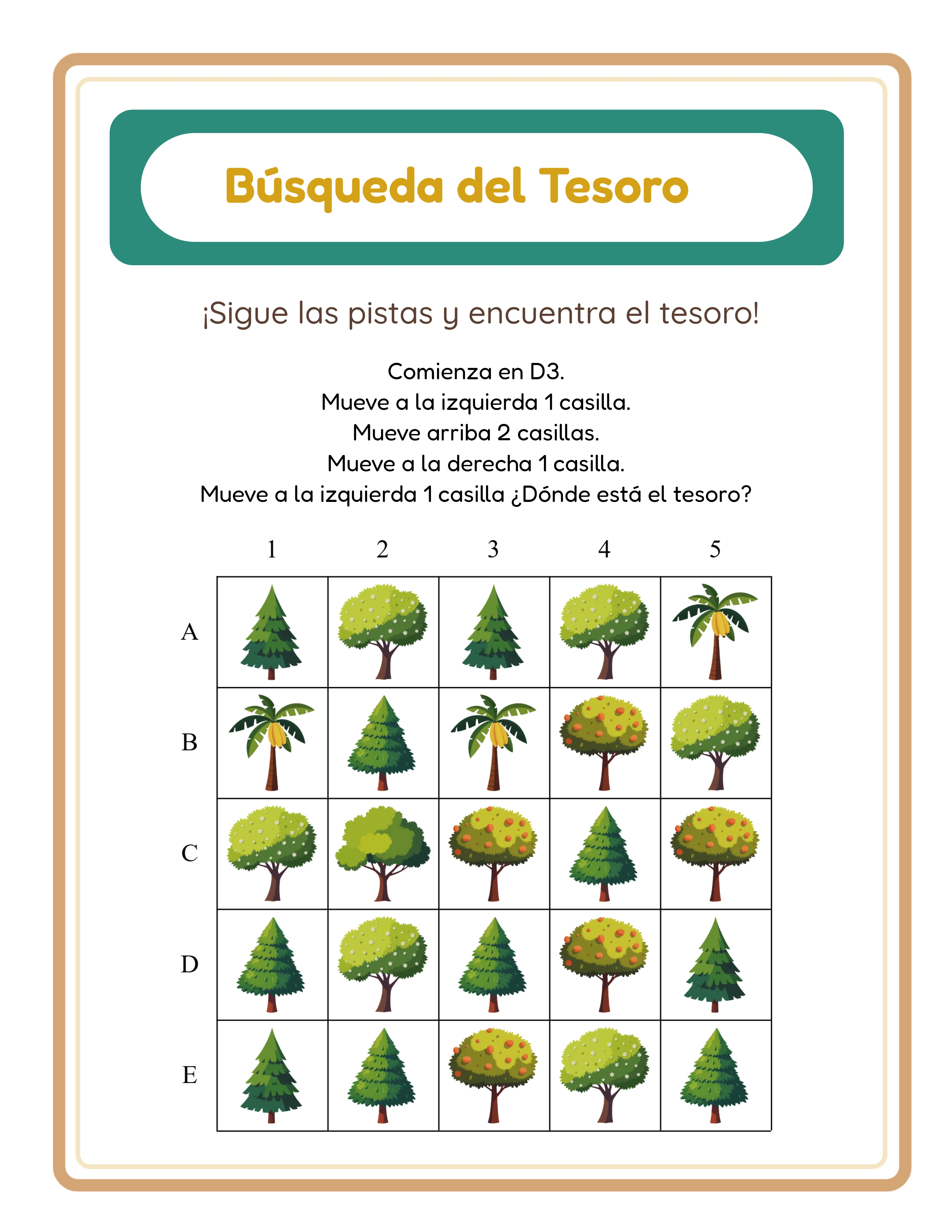 Búsqueda del tesoro — aventura de cuadrícula temática