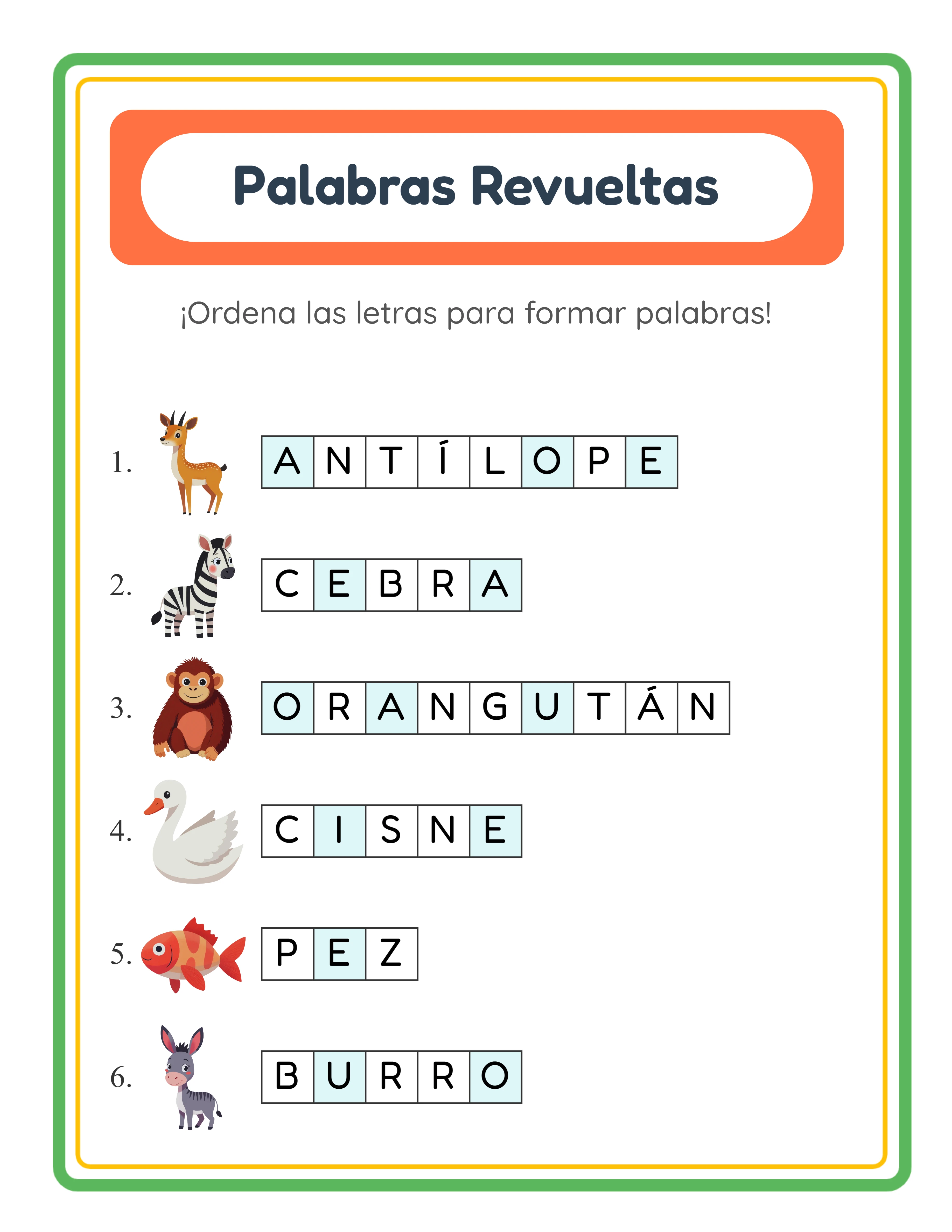 Clave de respuestas de palabras desordenadas