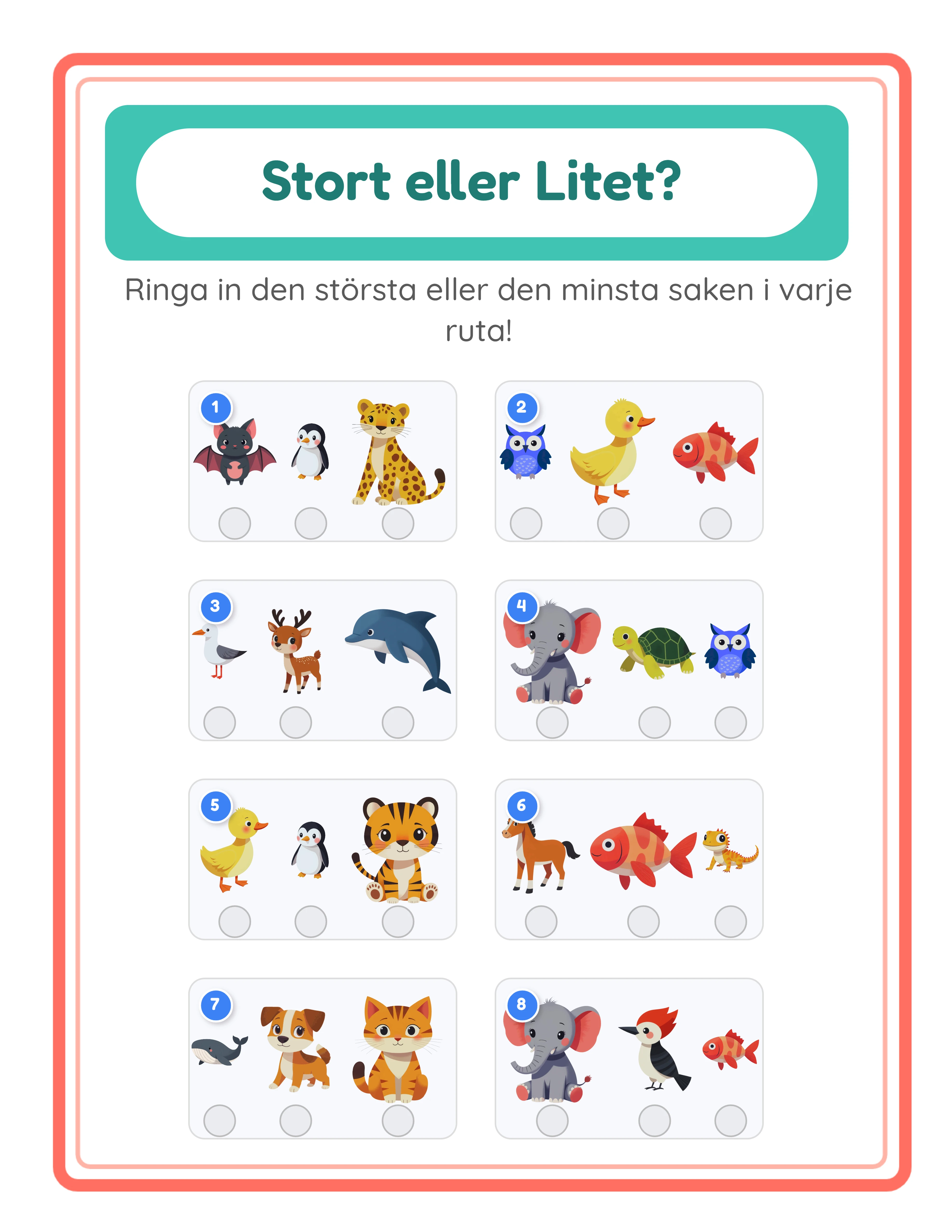 Storleksjämförelse arbetsblad med identiska bilder-läge med samma bild i tre olika storlekar