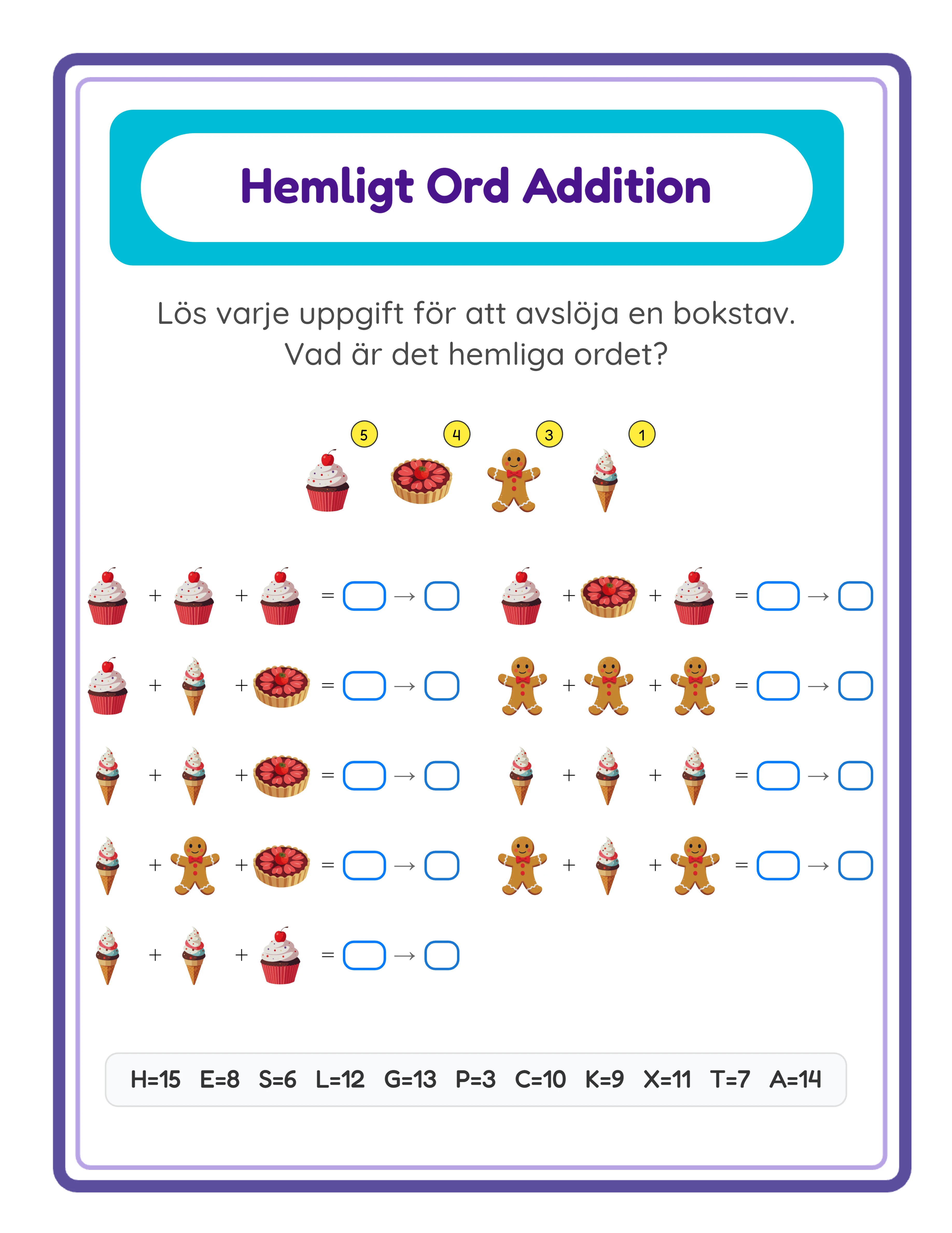 Knäck koden! — Utvalt arbetsblad