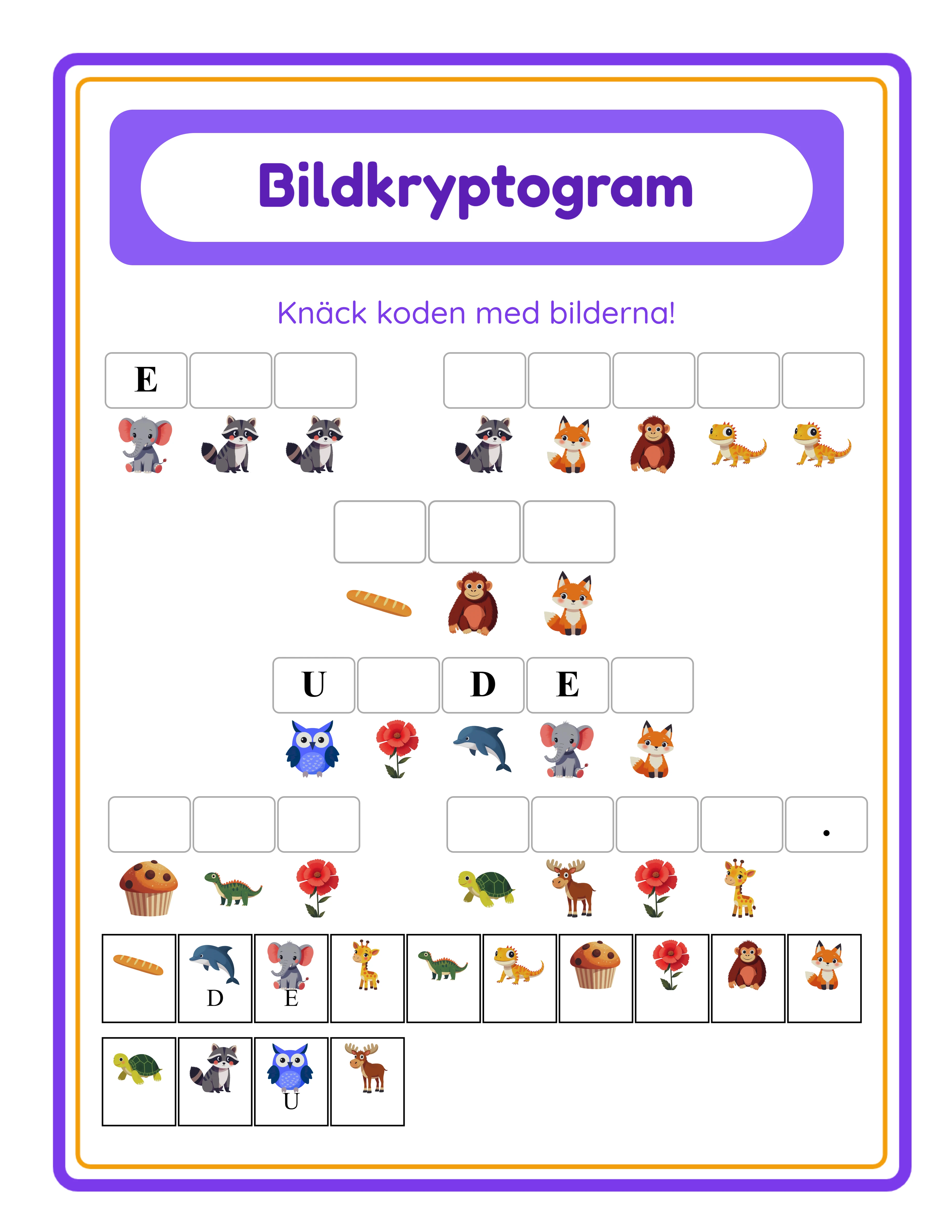 Avslöja hemligheten! — Utvalt arbetsblad