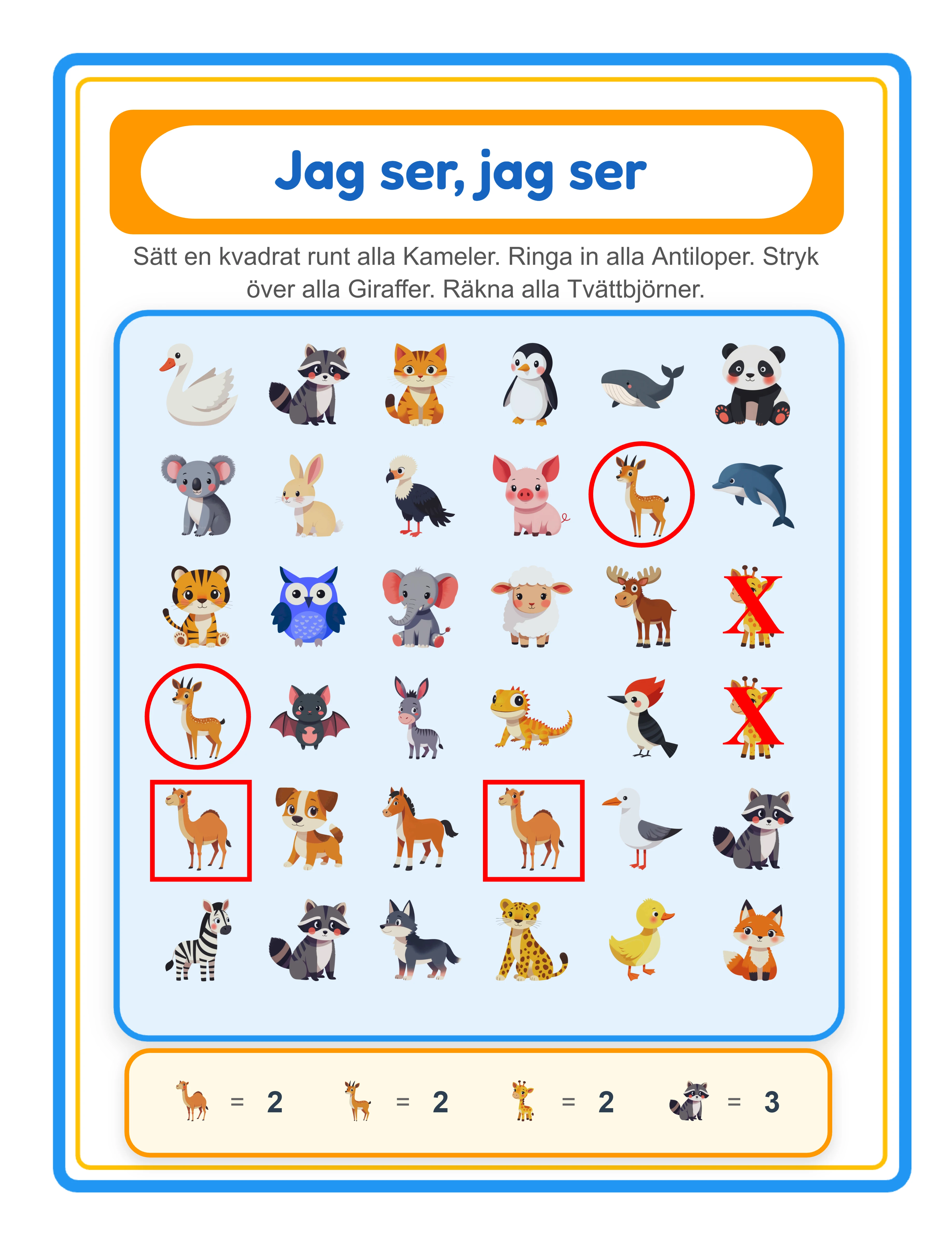 I Spy printable answer key