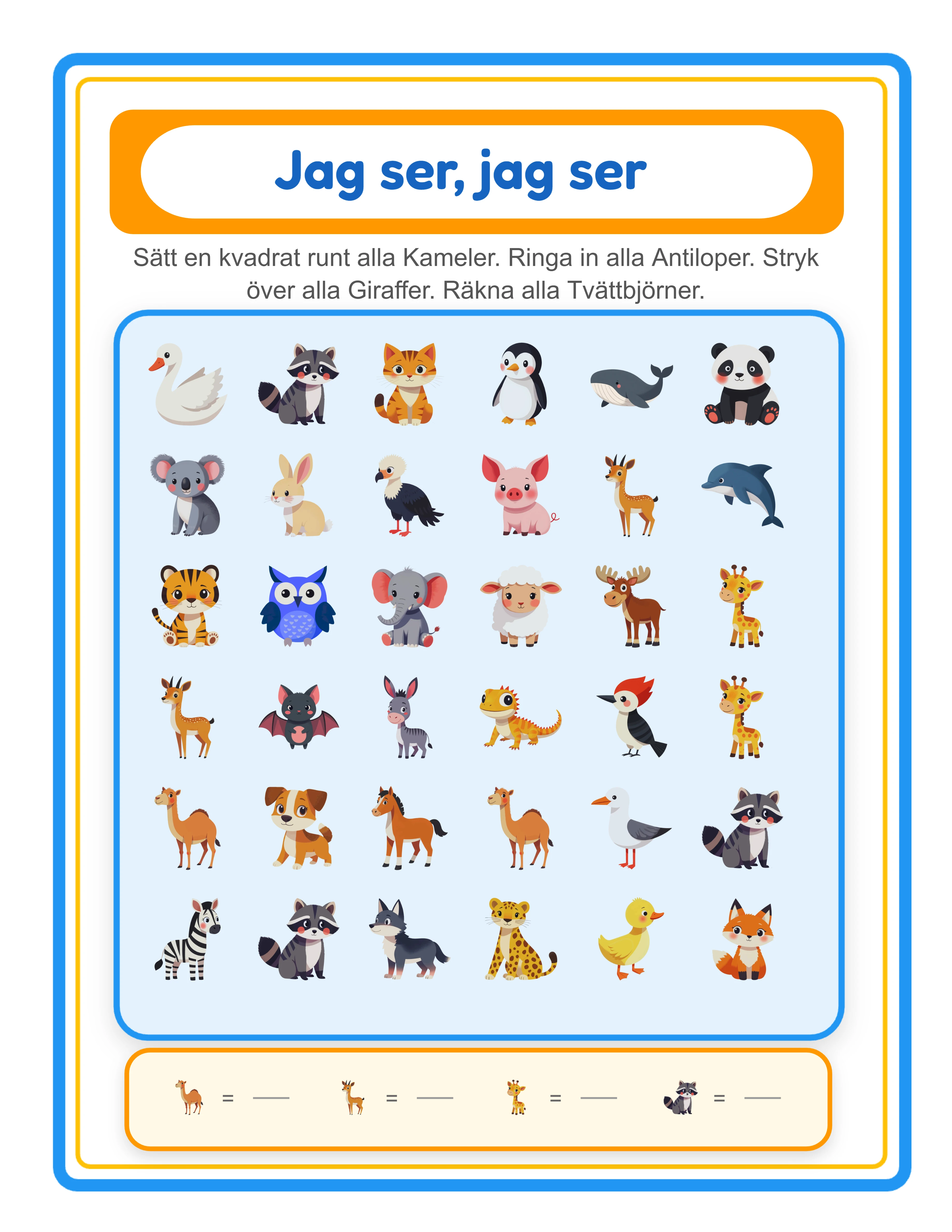 Sök & Räkna professionellt arbetsblad