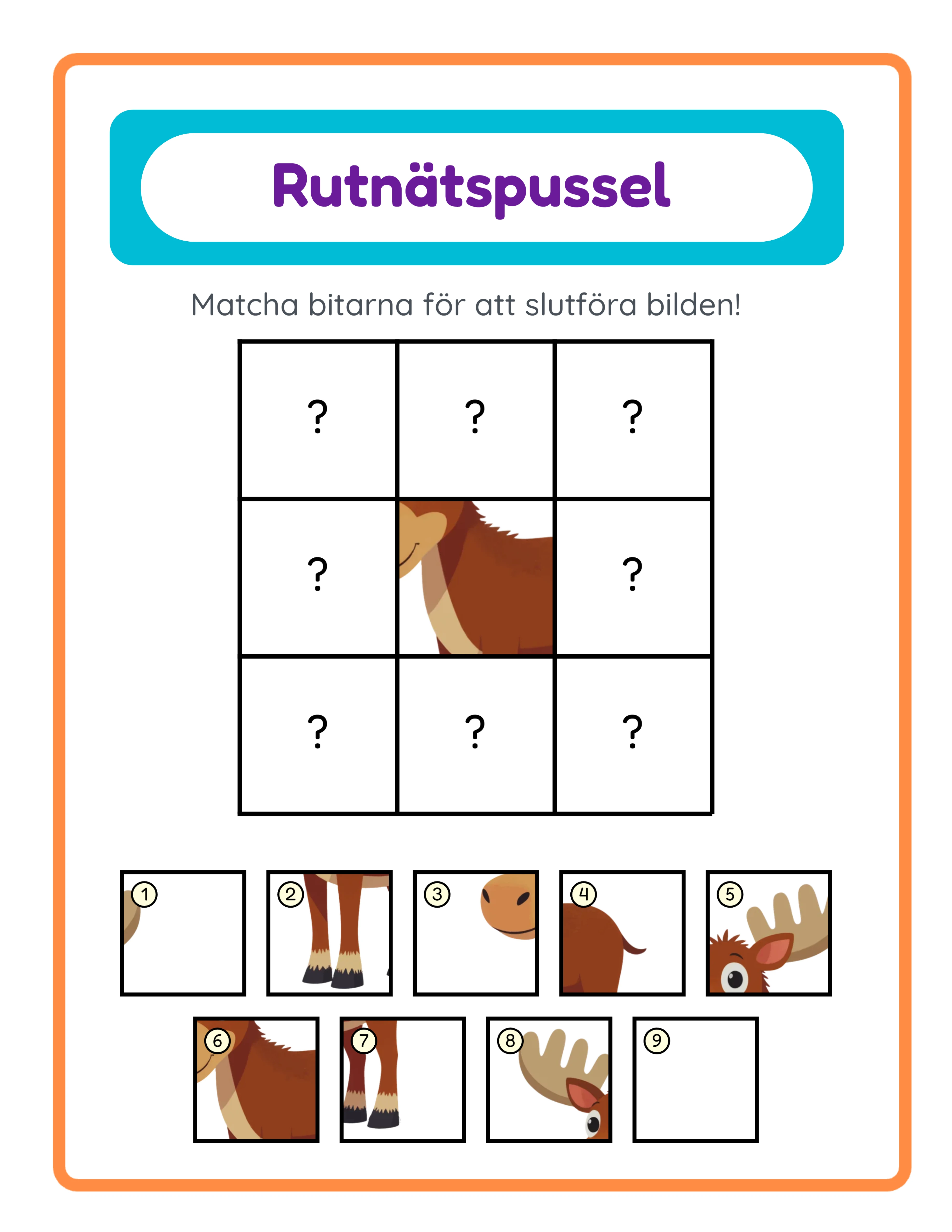 Rutnätspussel professionellt arbetsblad