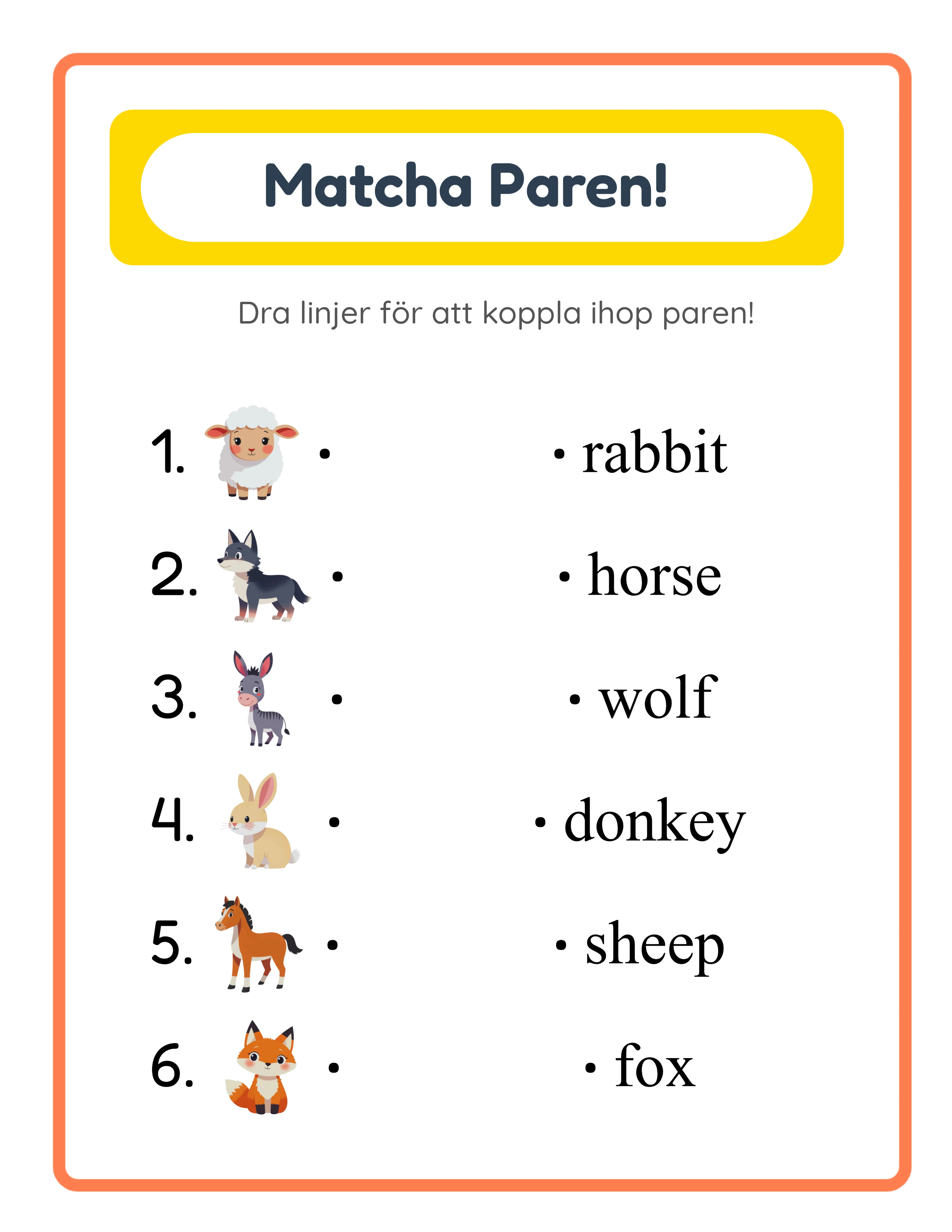 Featured matching printable worksheet — colorful vocabulary activity