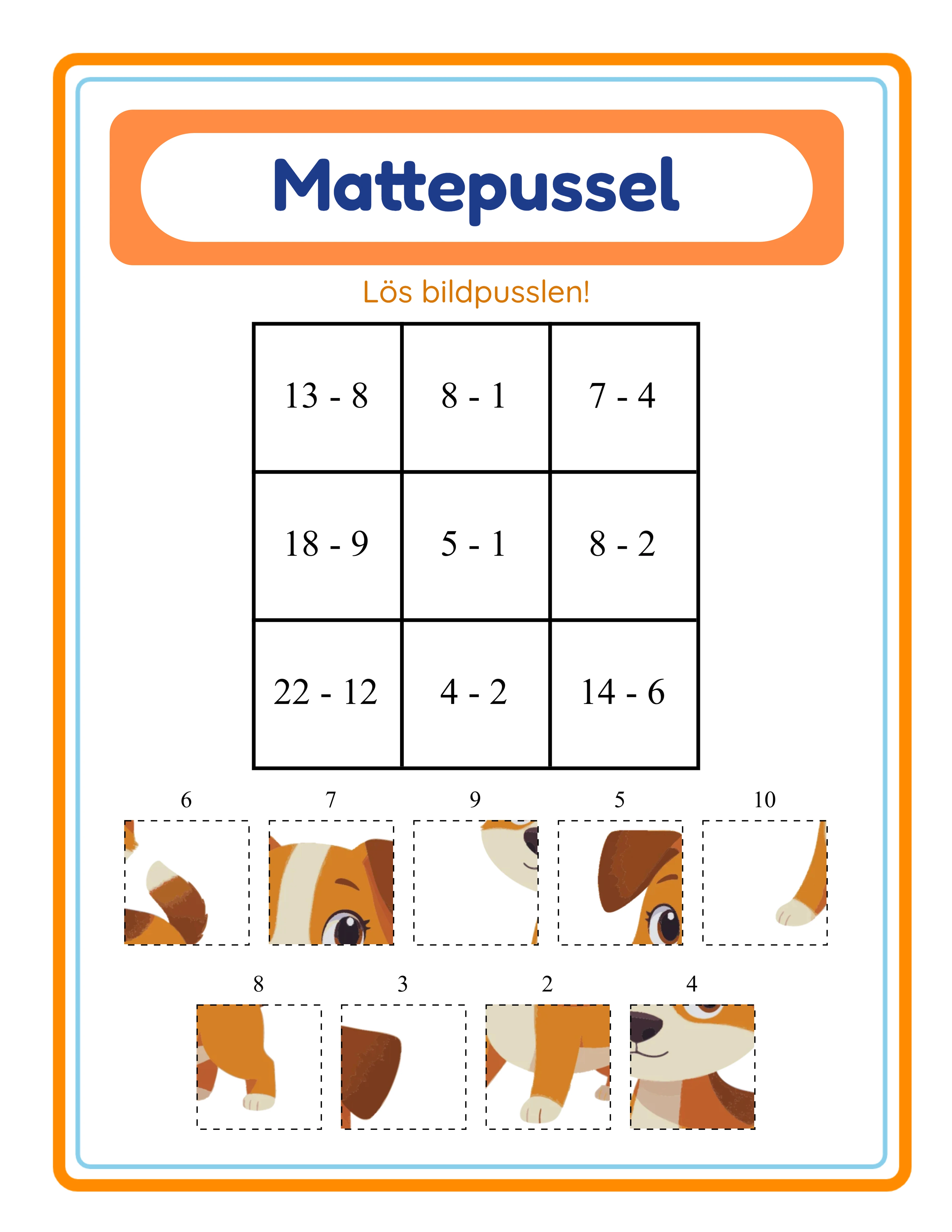 Mattepussel! — Arbetsblad exempel 2