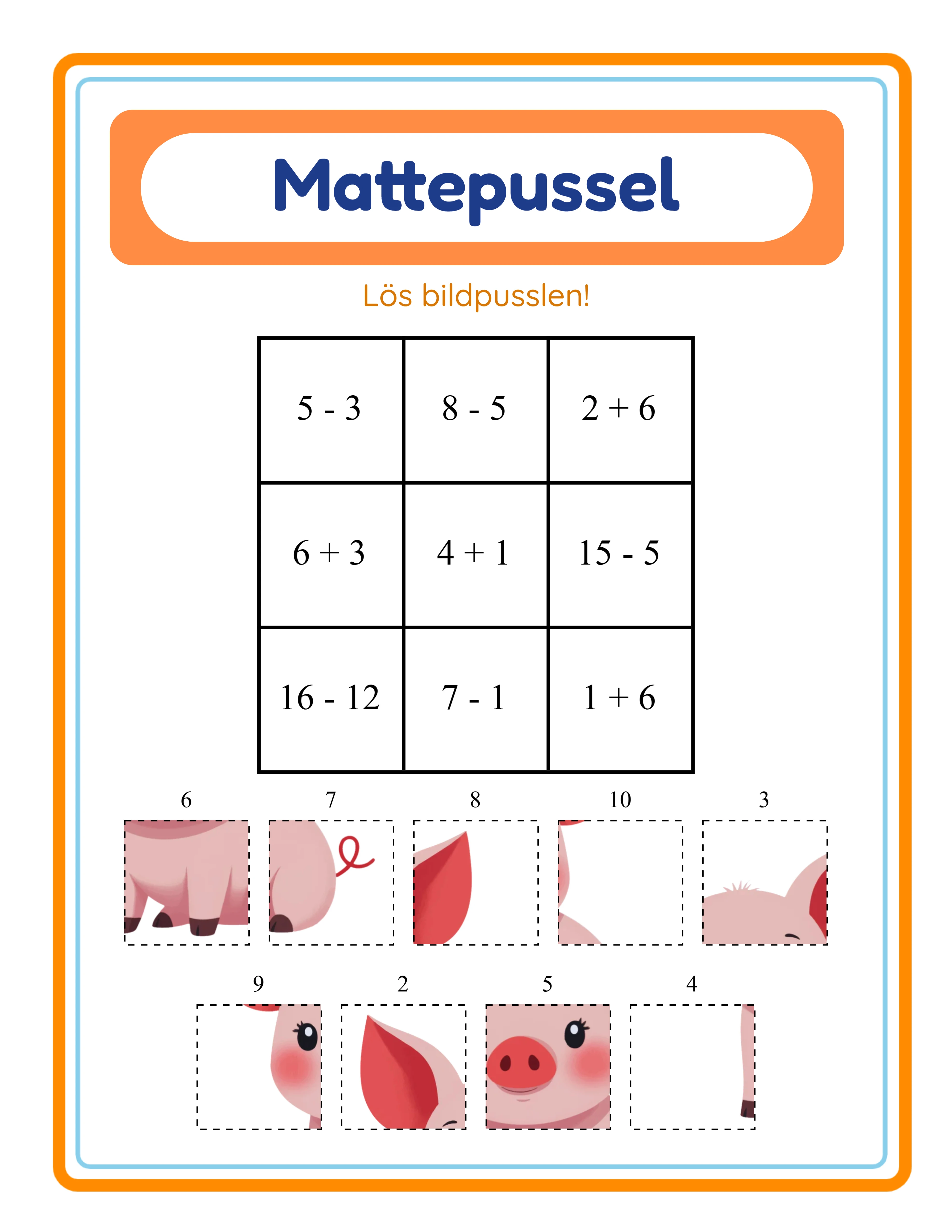 Mattepussel! — Arbetsblad exempel 3