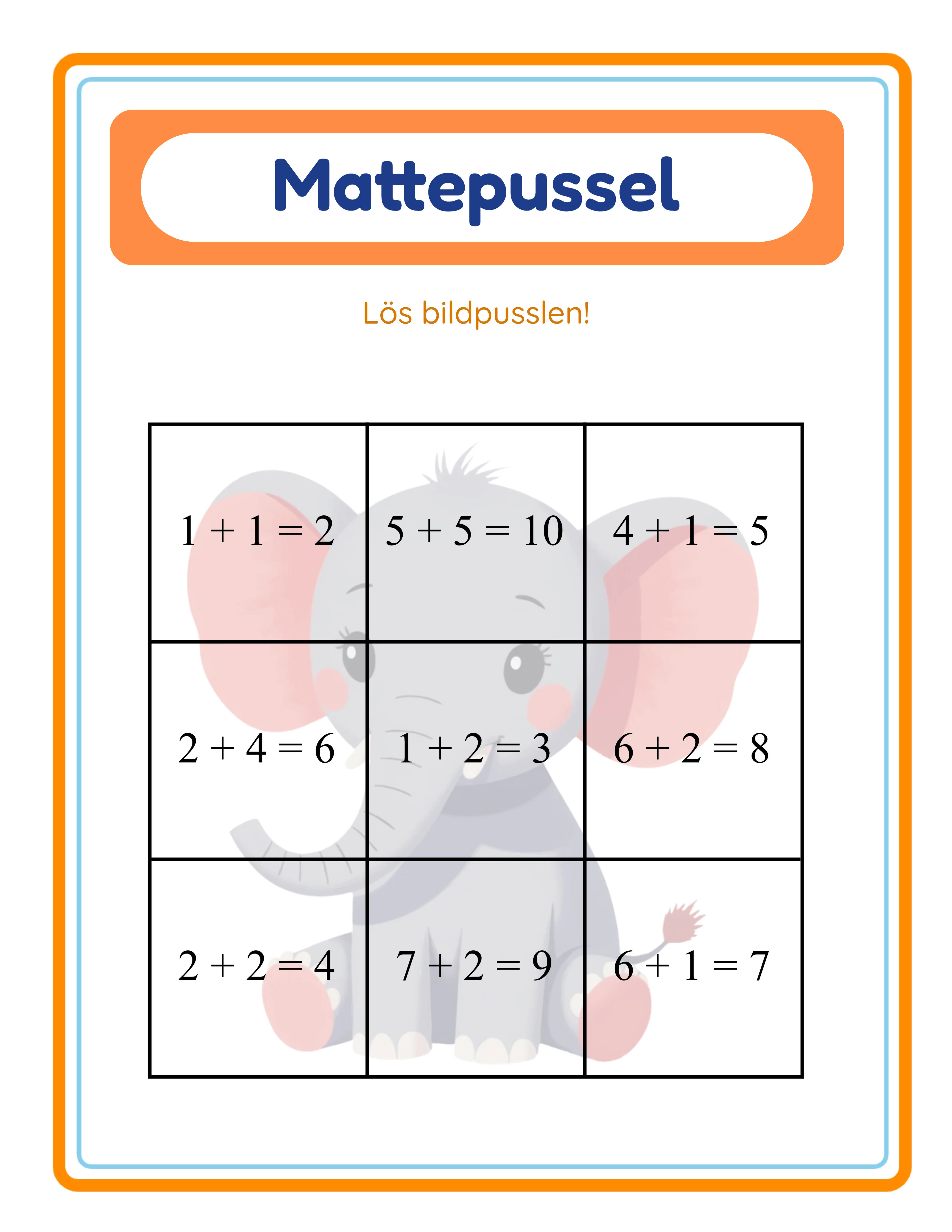 Math puzzle printable answer key