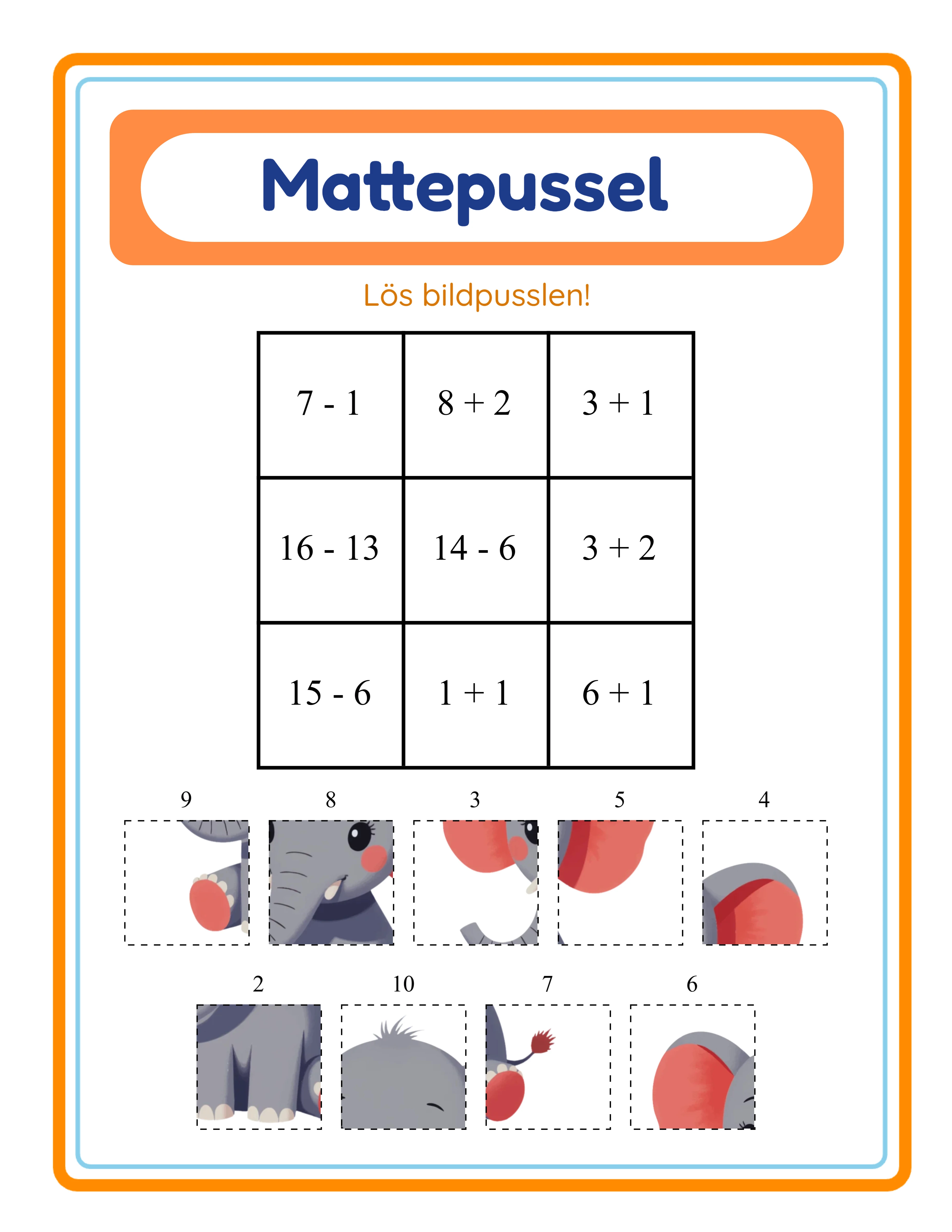 Professional math puzzle printable worksheet