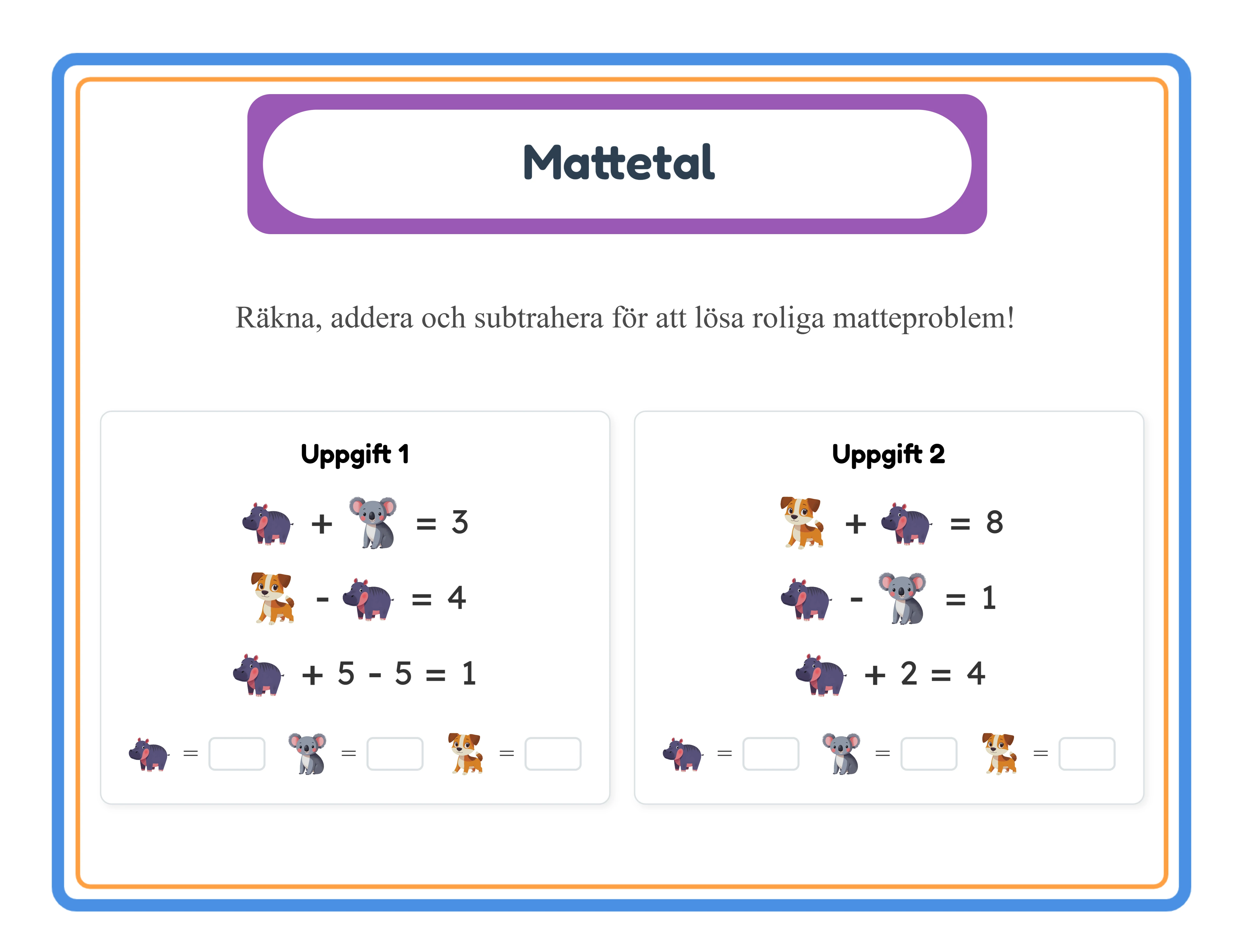 Math printable worksheet — themed picture equations