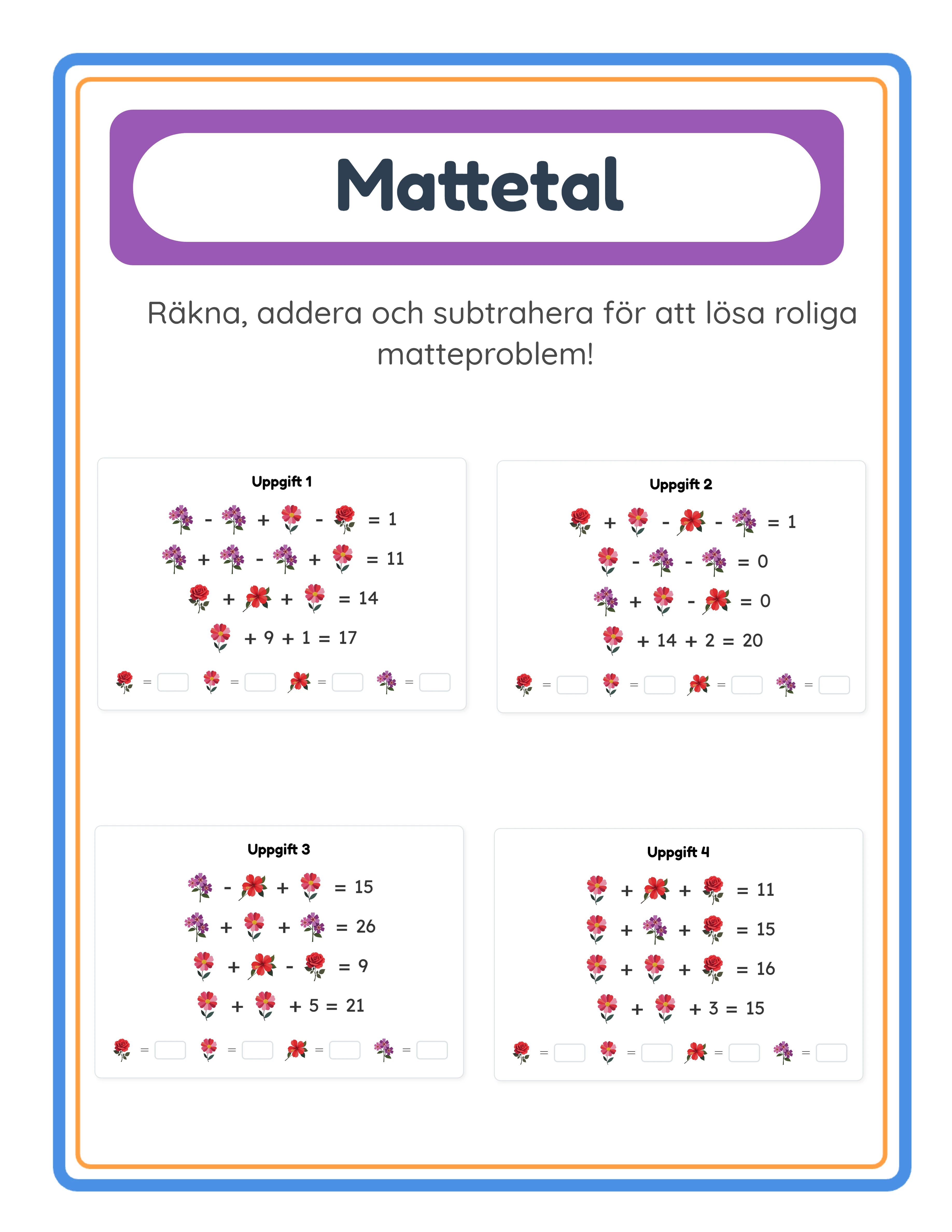 Ekvationsblad — Professionellt arbetsblad