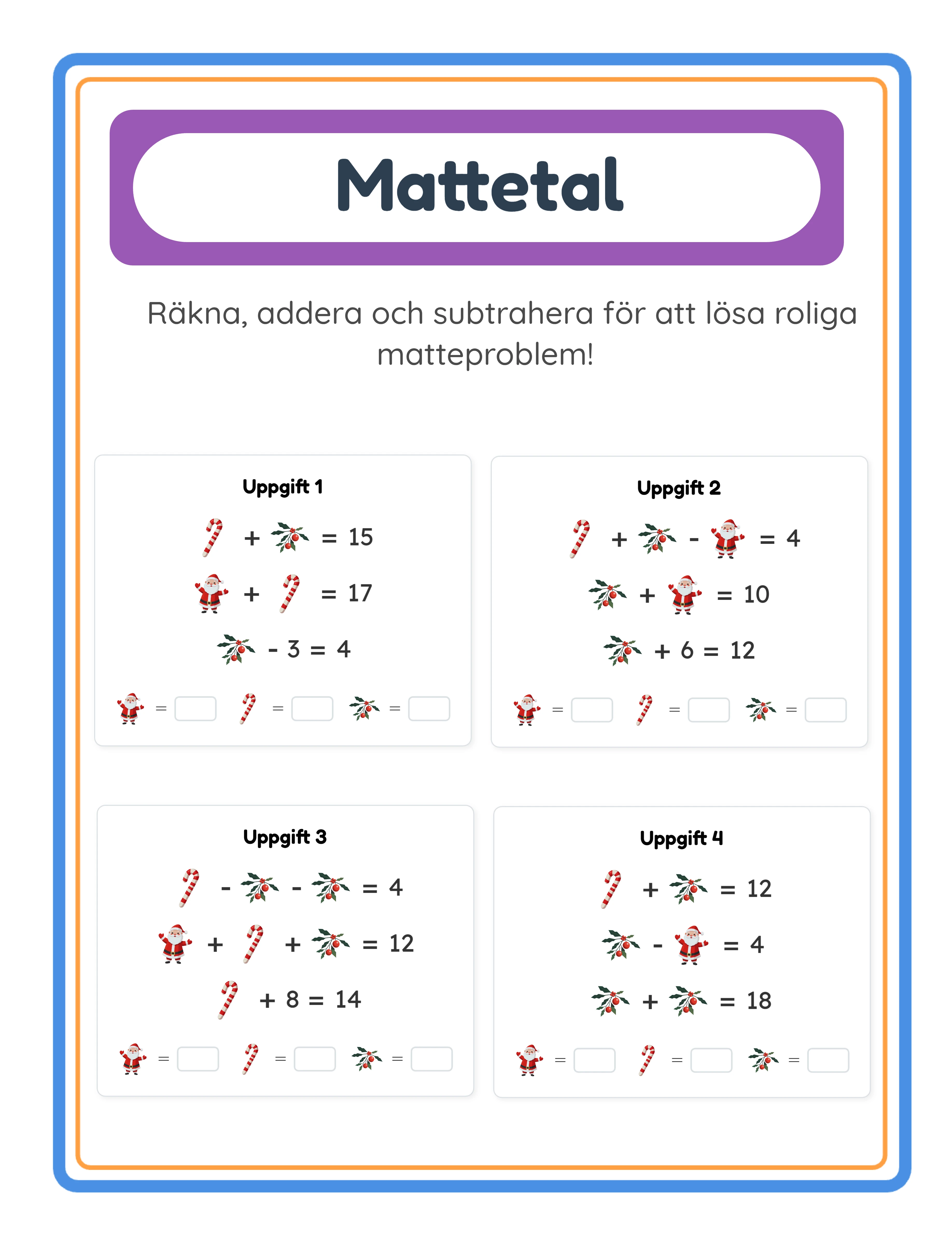Mattearbetsblad! — Arbetsblad exempel 3