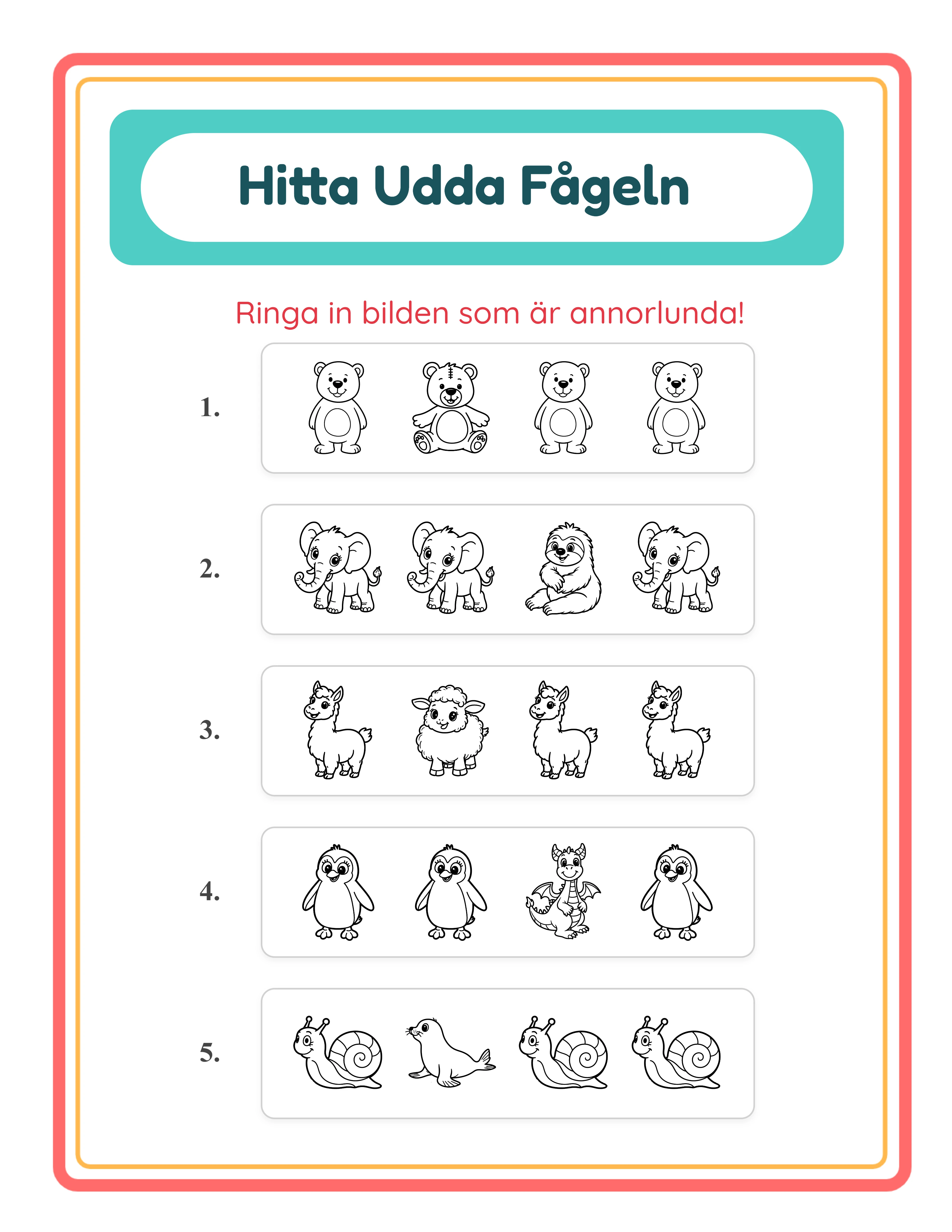 Udda Fågeln professionellt arbetsblad