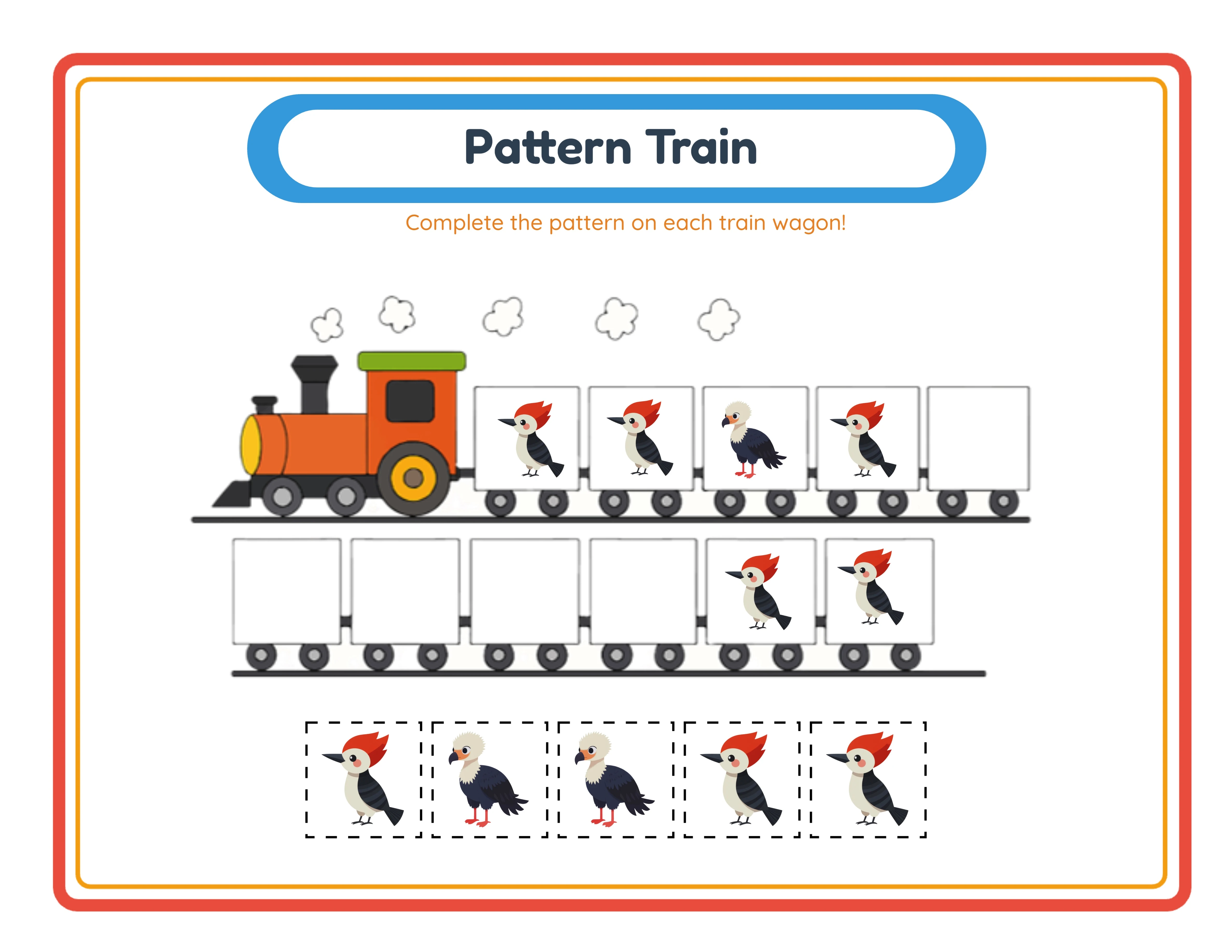 Professional pattern train printable worksheet